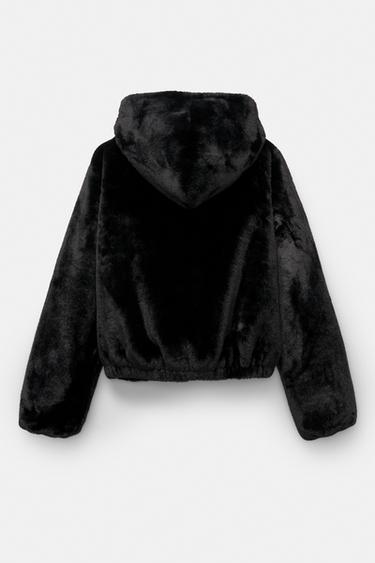 Faux fur hooded jacket — Black 2