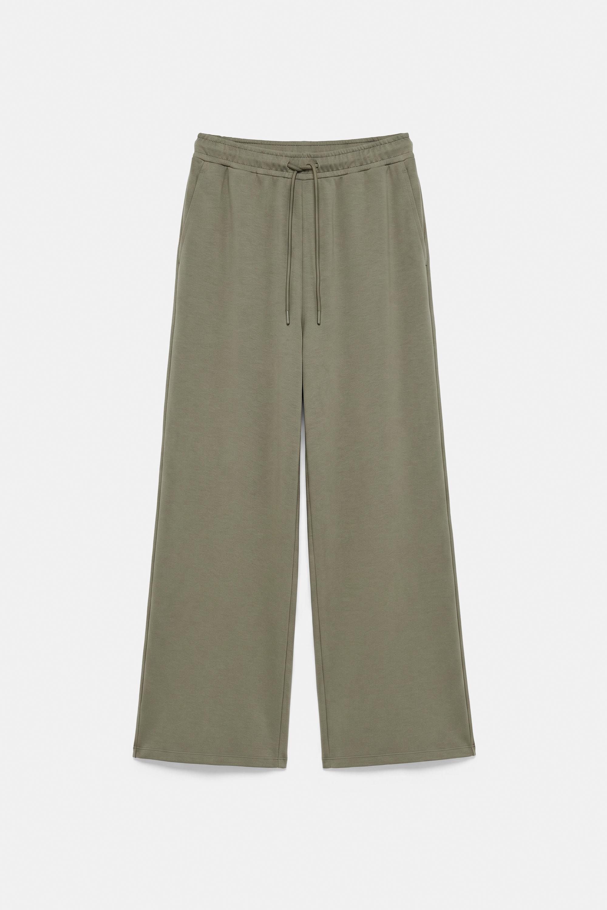 Modal wide-leg trousers — Khaki