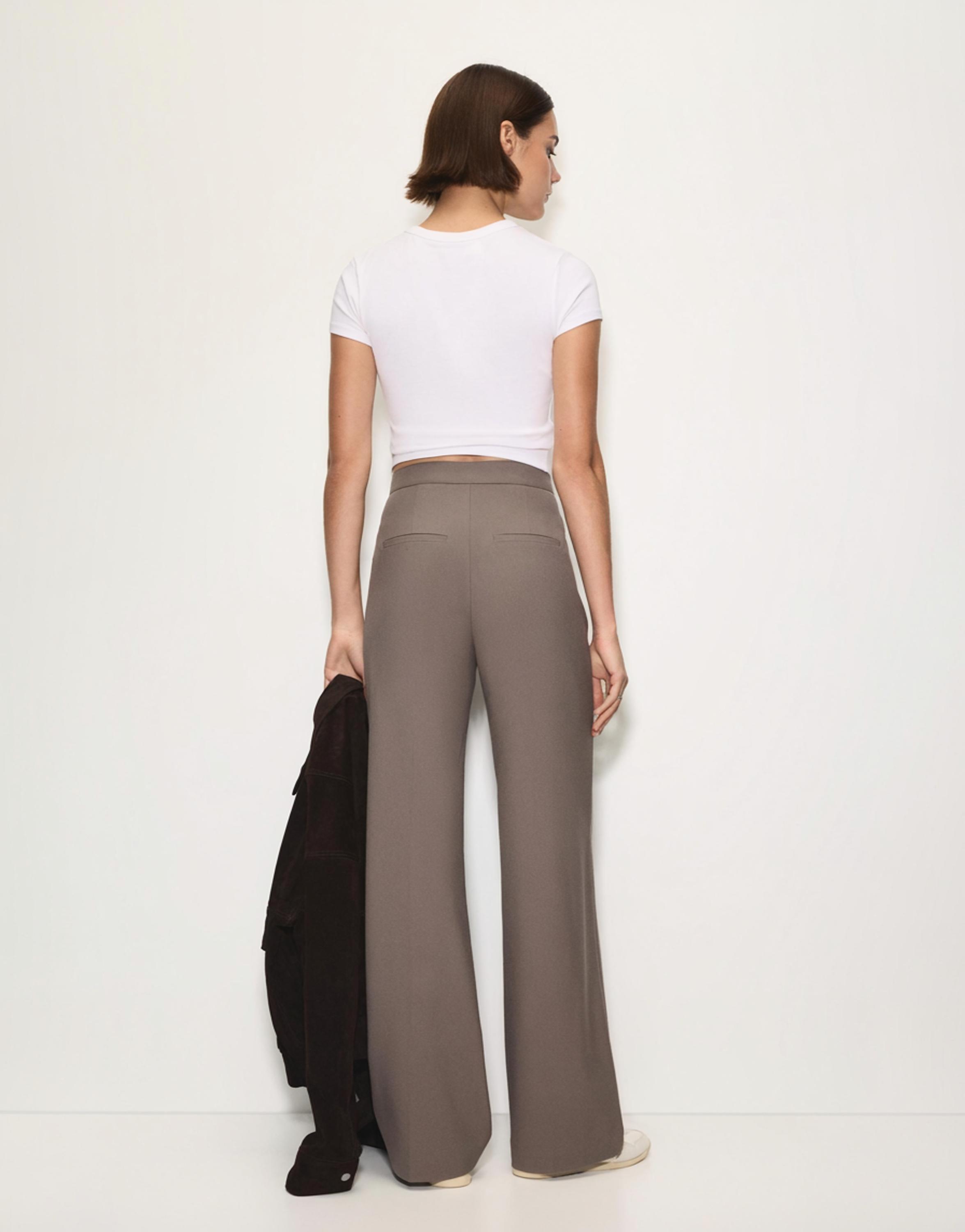 Straight-leg darted trousers — Taupe