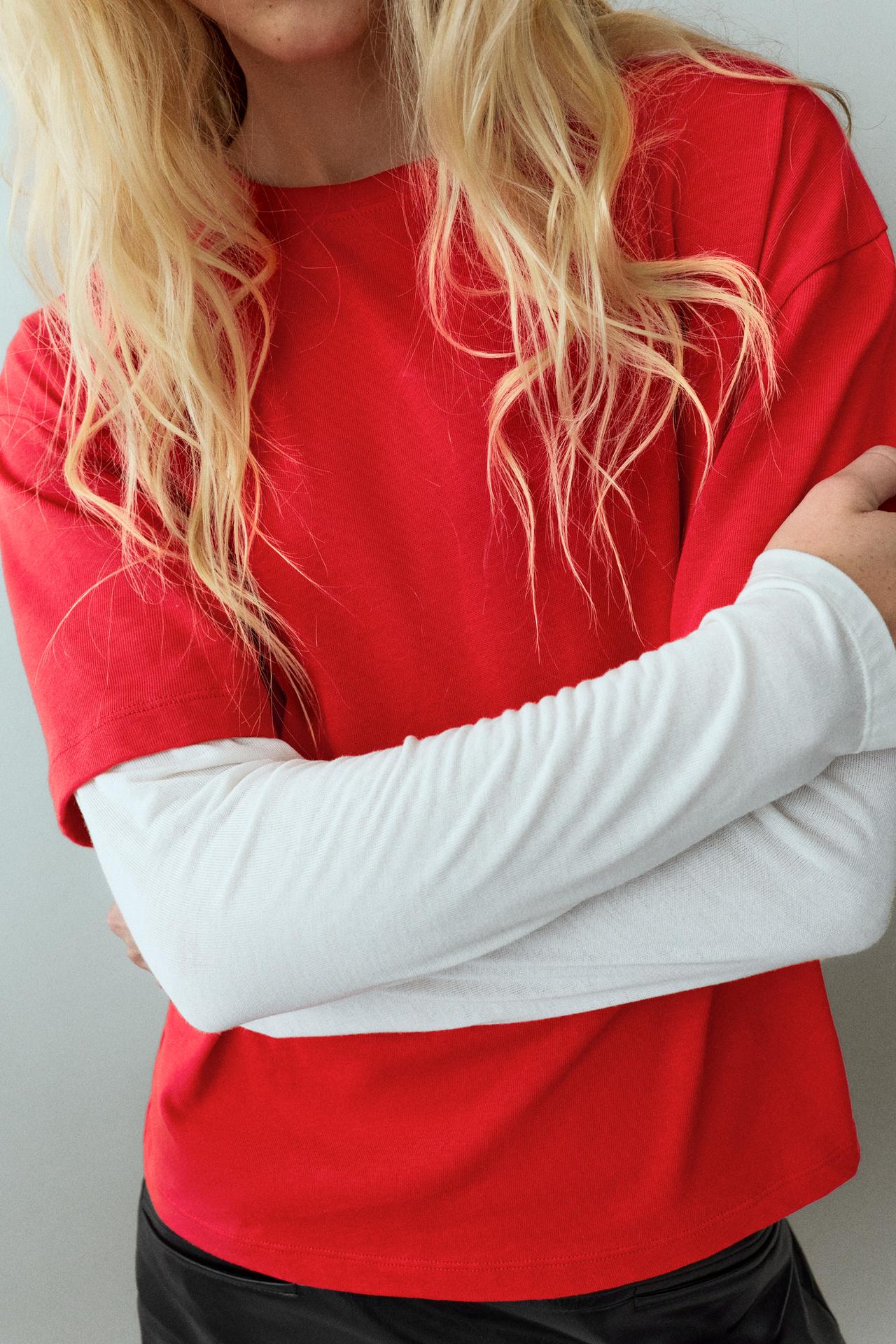 Red double-sleeve T-shirt — Red