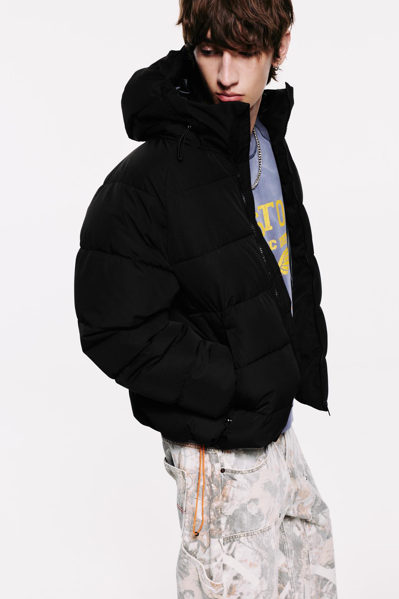 STWD hooded padded jacket — Black
