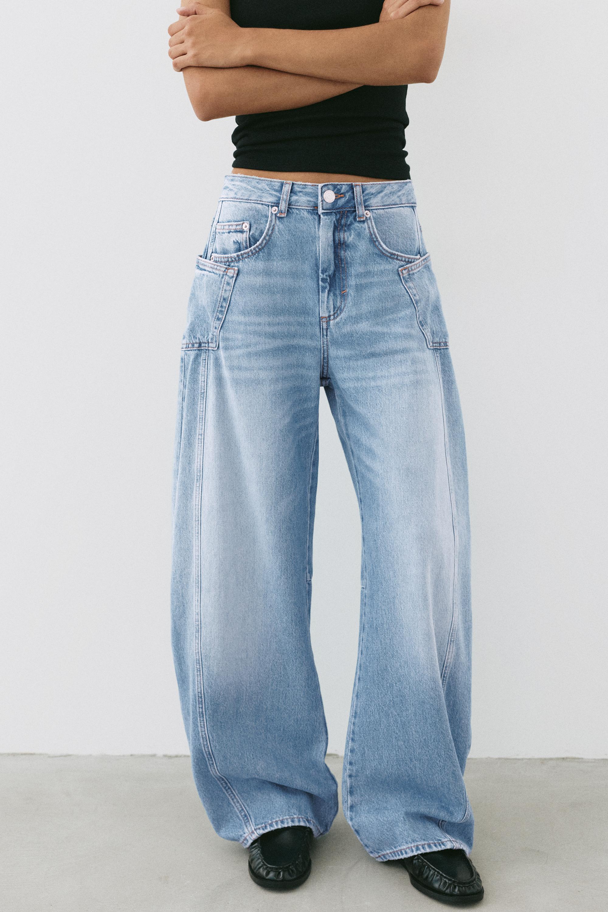 Seam detail balloon-fit baggy jeans — Pale blue