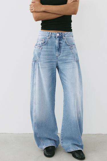 Seam detail balloon-fit baggy jeans — Pale blue 4