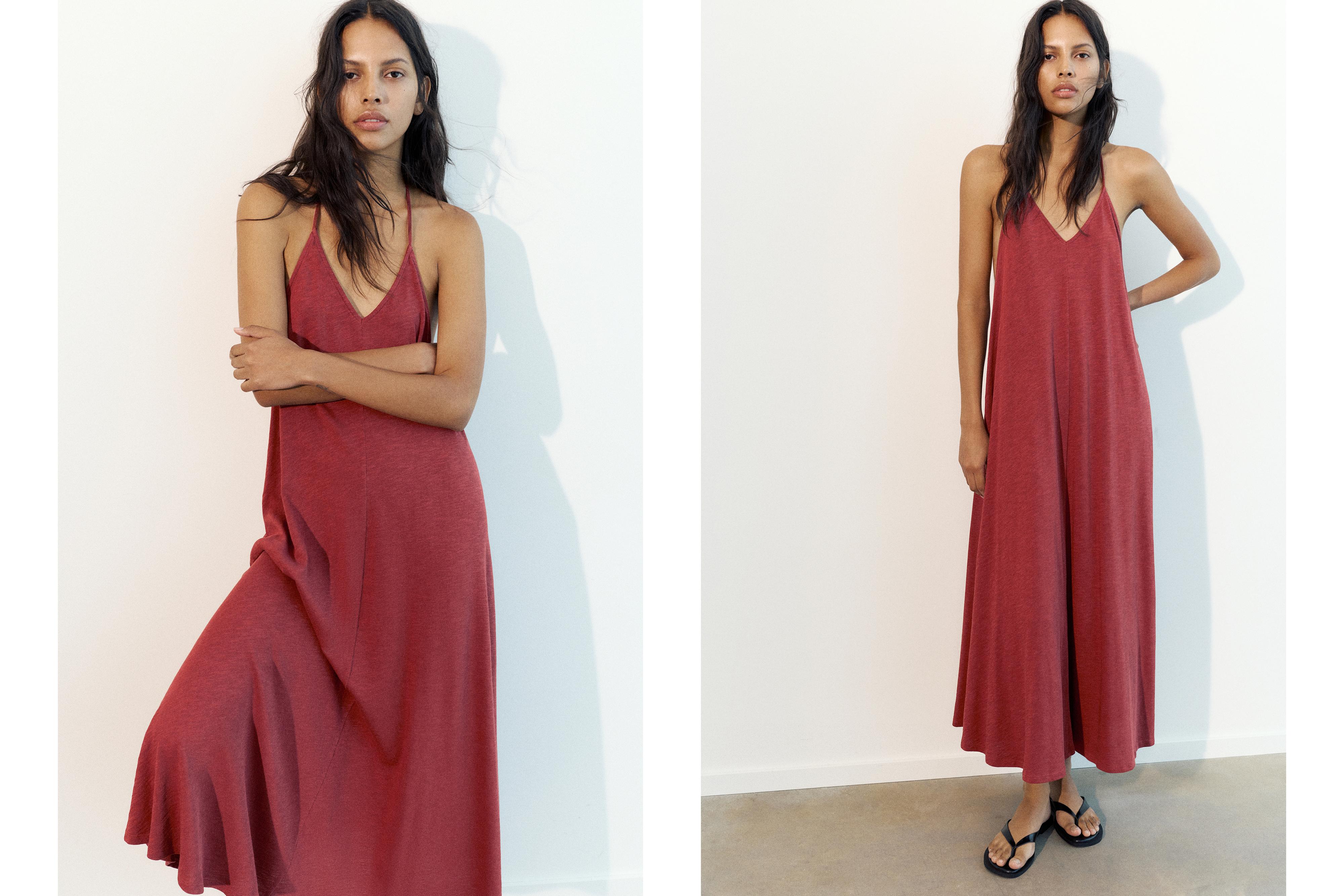 Strappy back midi dress — Russet