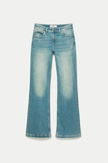 Rhinestone boot-cut jeans — Greenish blue 5