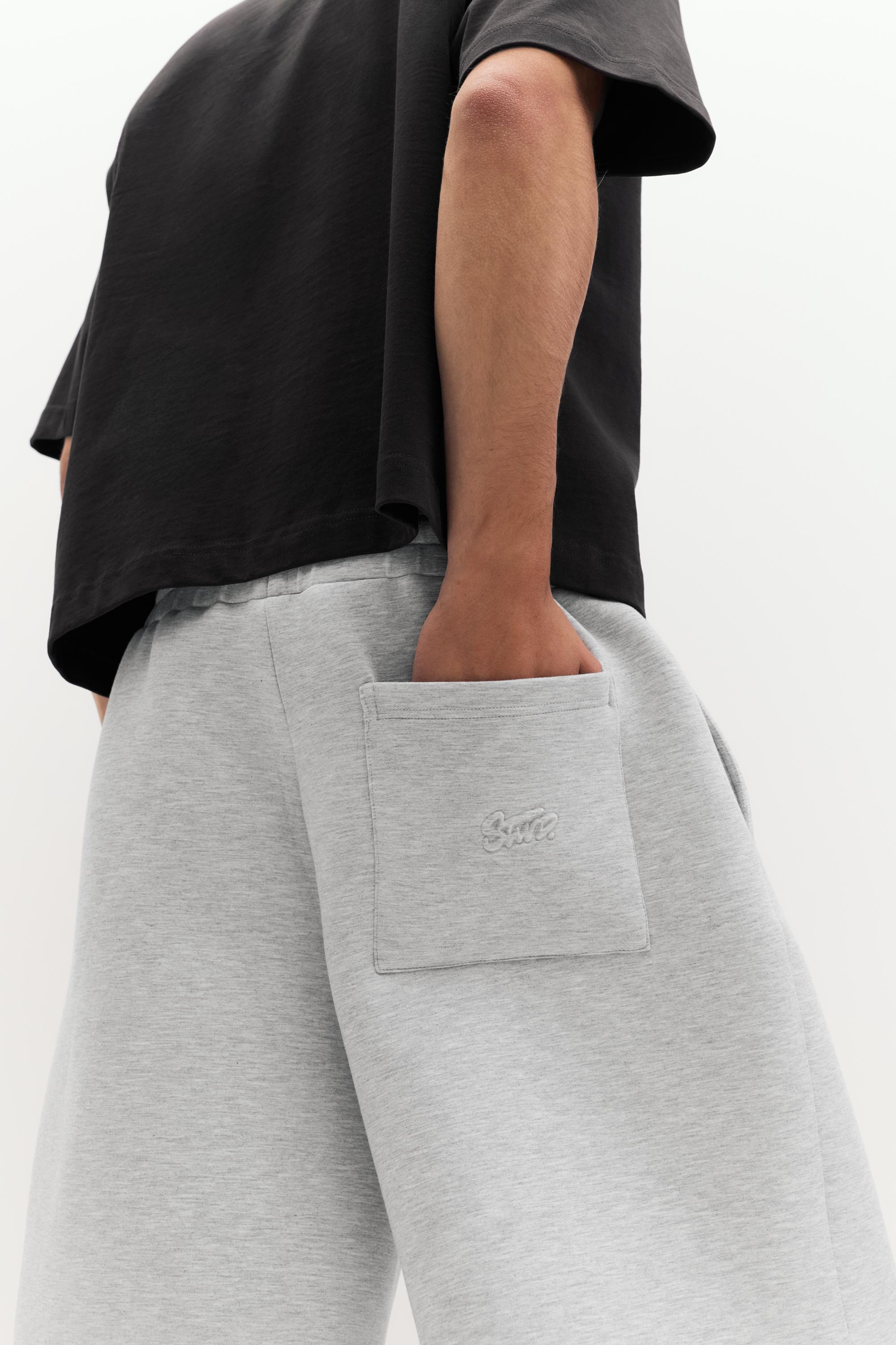 Neoprene-effect jogger Bermuda shorts — Grey marl