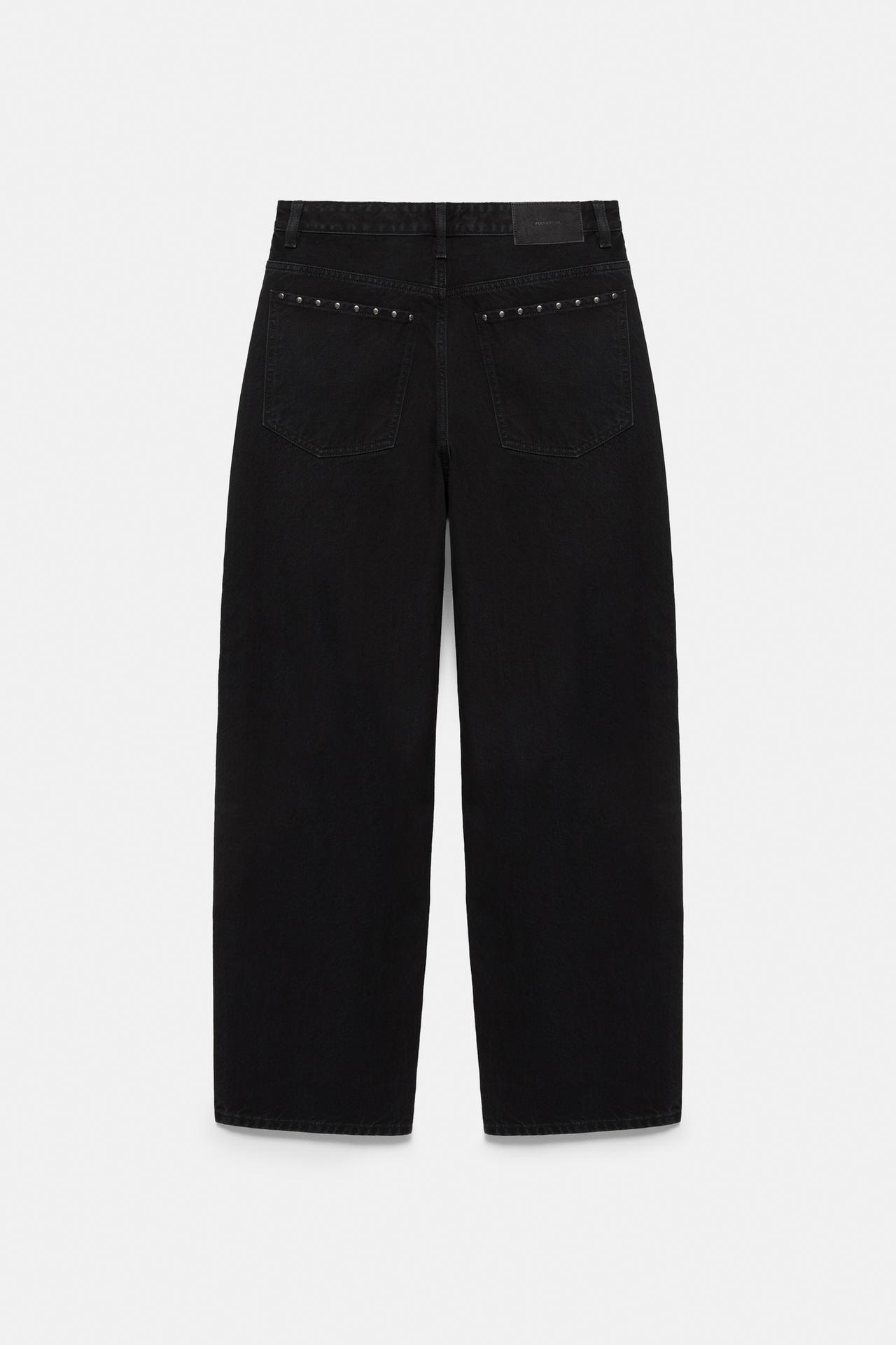 Studded wide-leg jeans — Black
