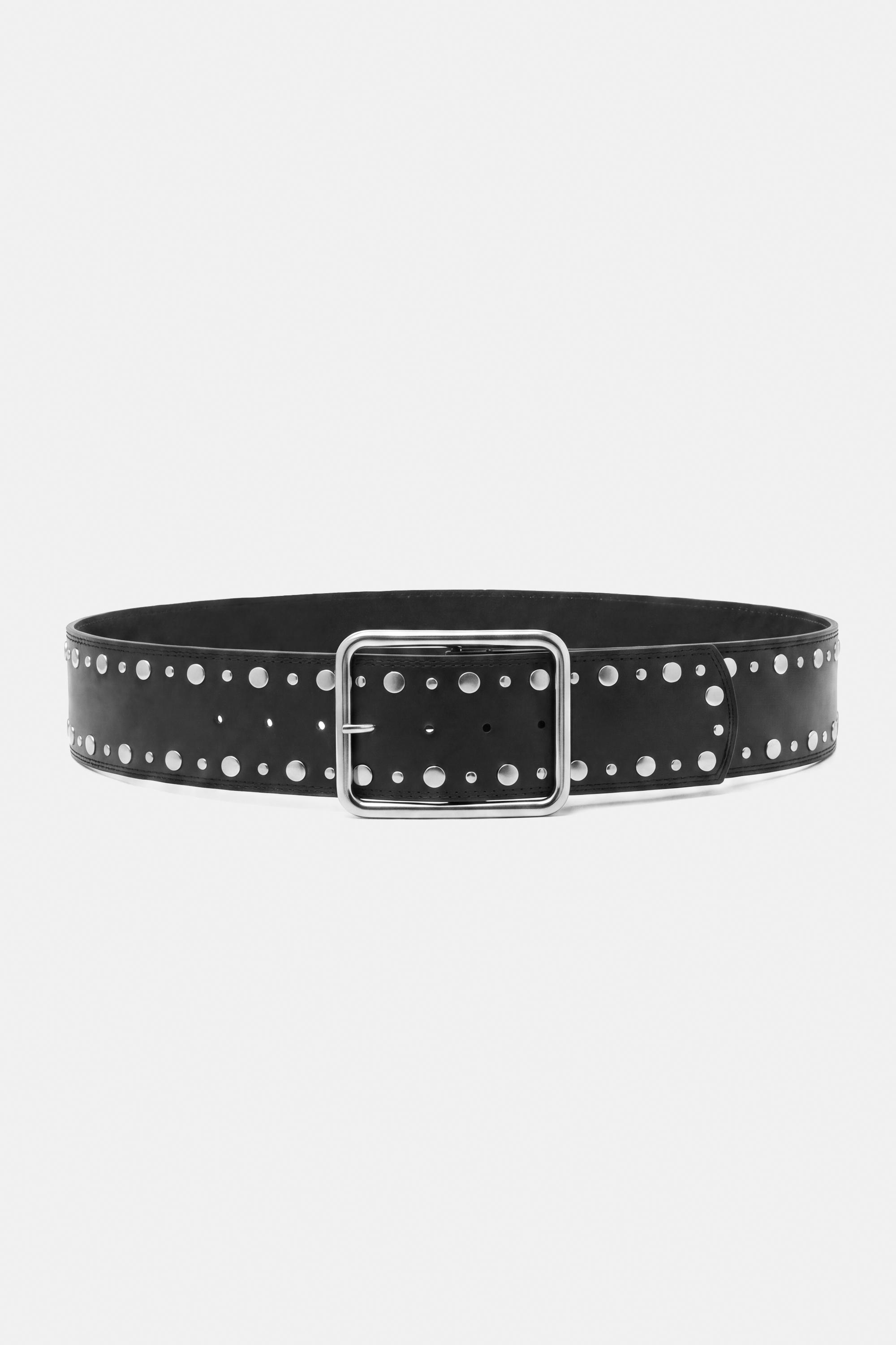 Wide studded belt — Black