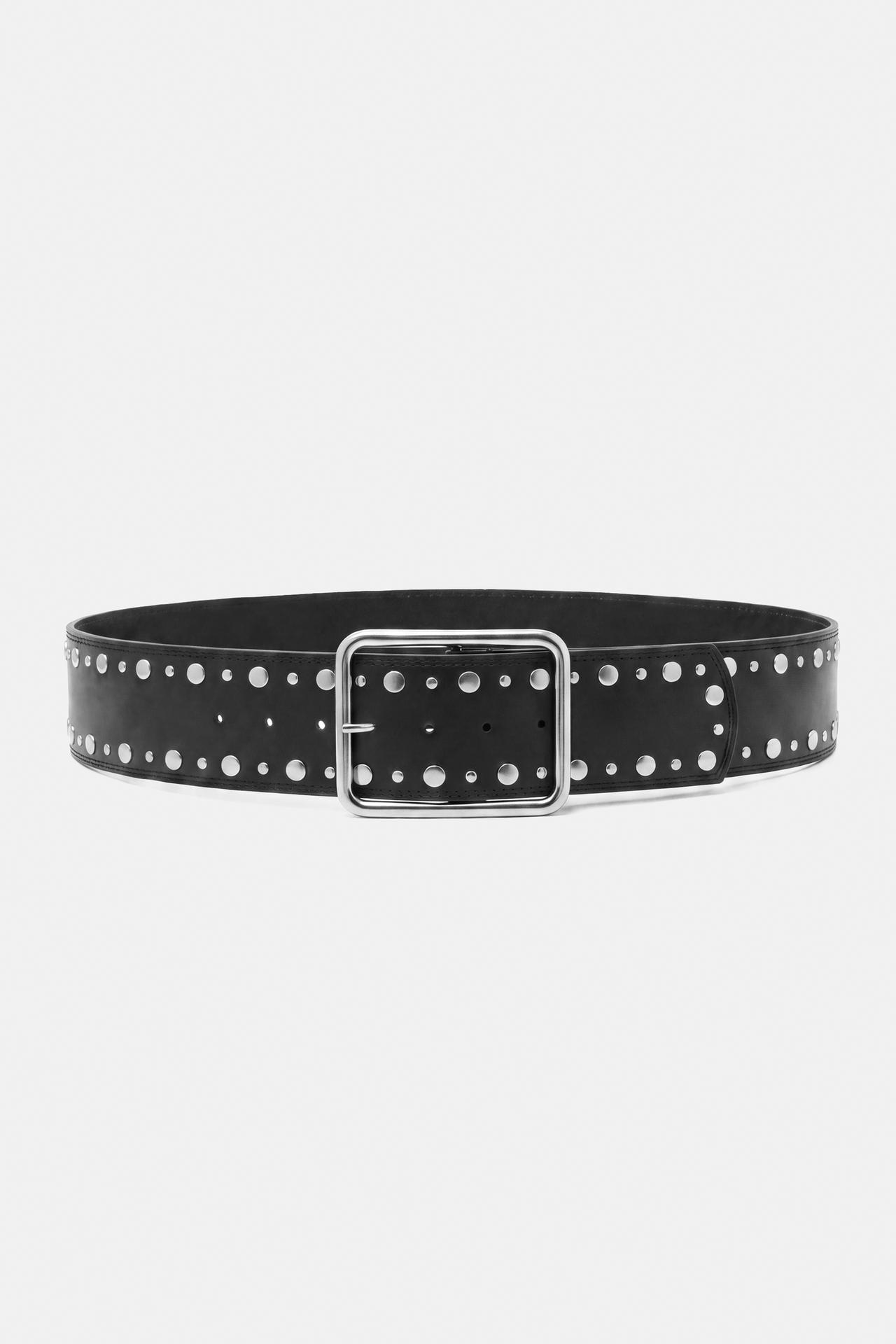 Wide studded belt — Black