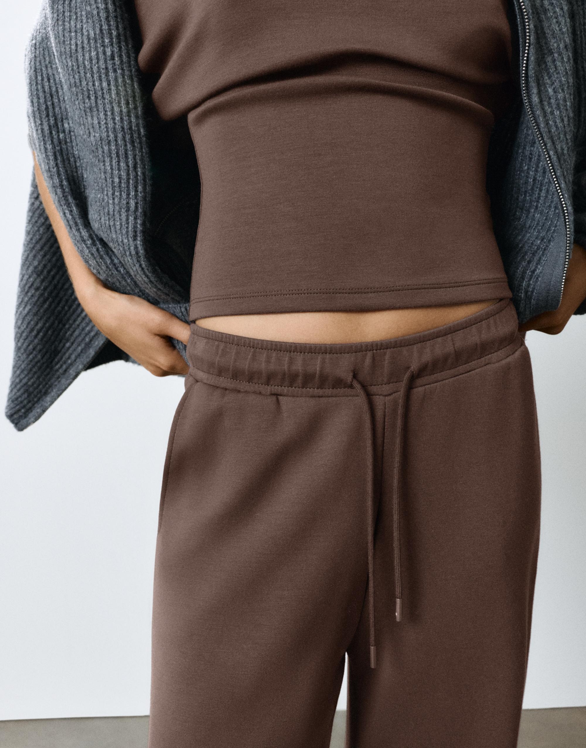 Modal wide-leg trousers — Brown
