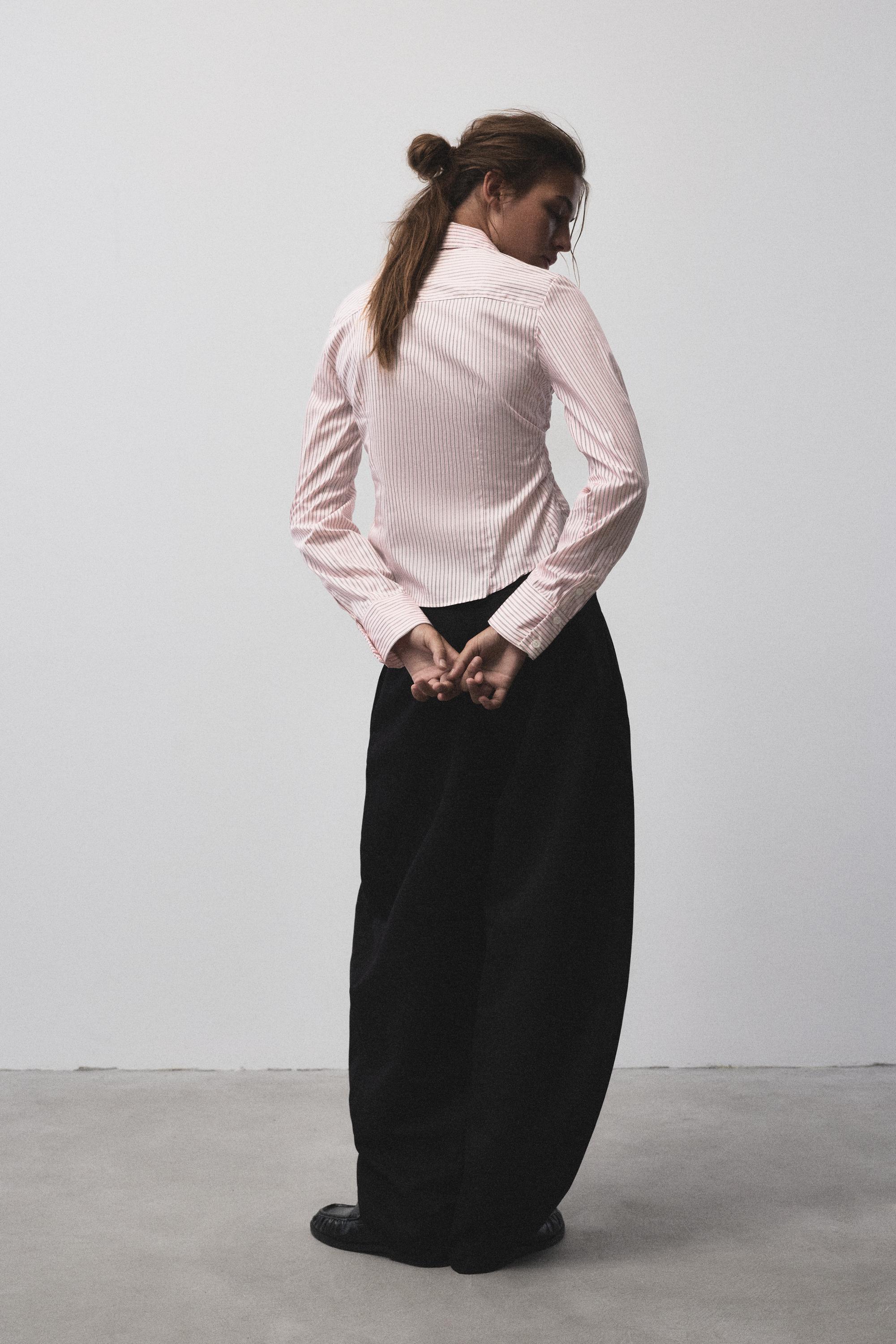 Pull&Bear Büzgülü çizgili gömlek görsel 6