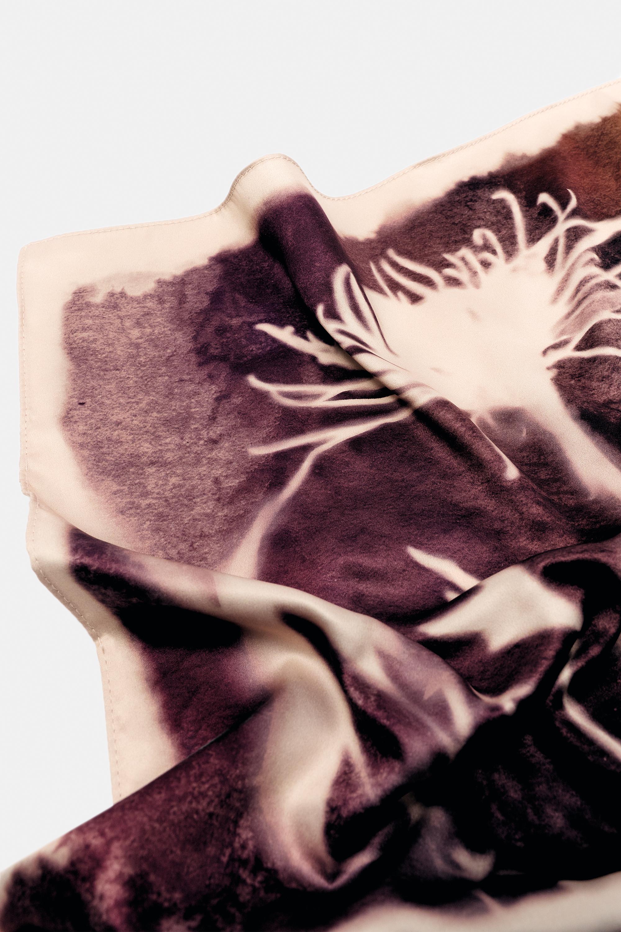 Saten çiçekli bandana