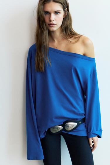 Asymmetric oversize T-shirt — Deep blue 1