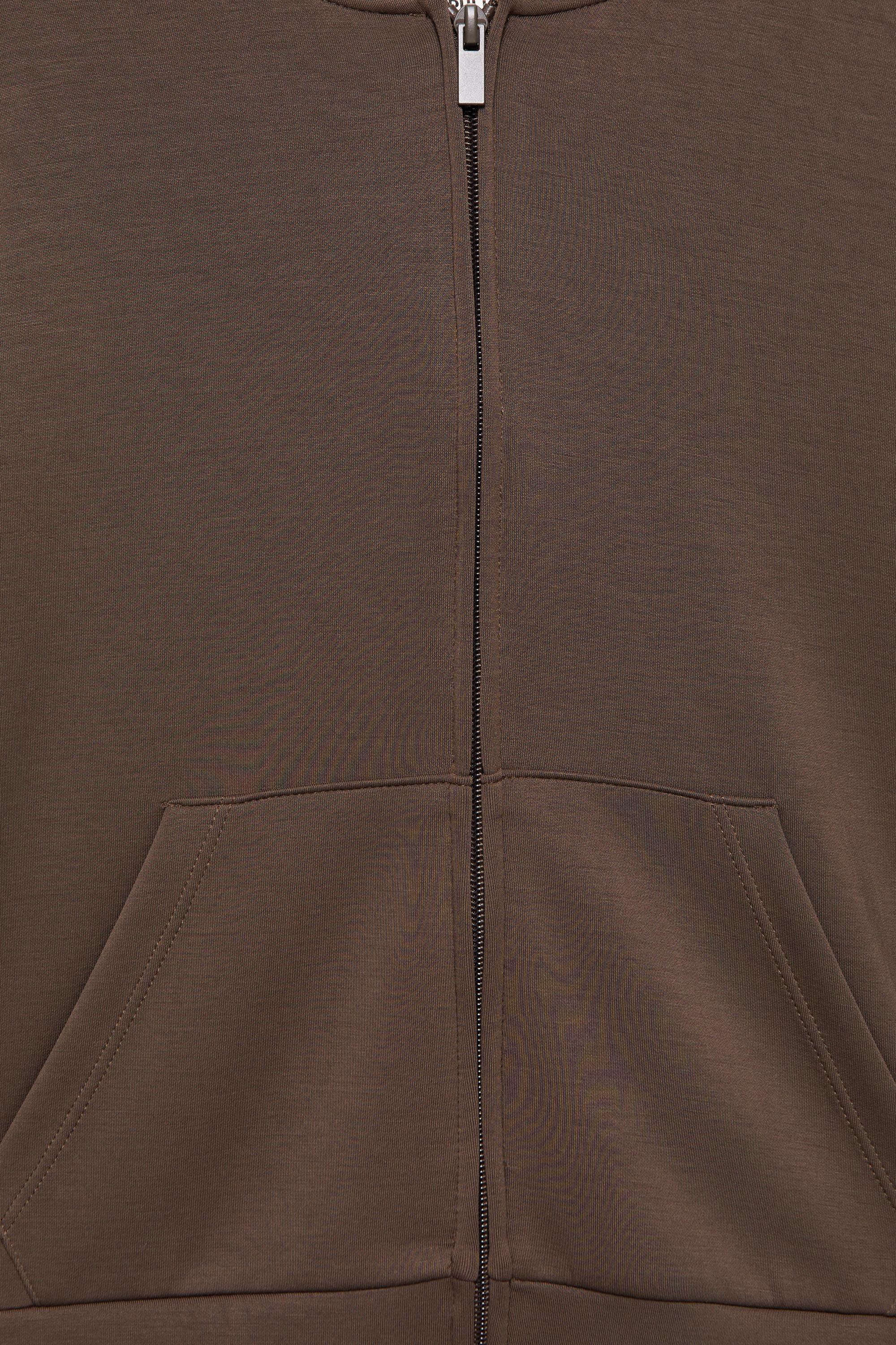 Zip-up hooded sweatshirt — Brown