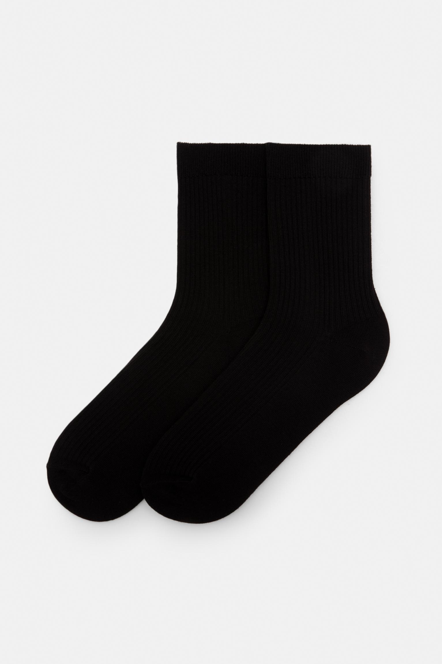 Hohe Gerippte Schwarze Socken