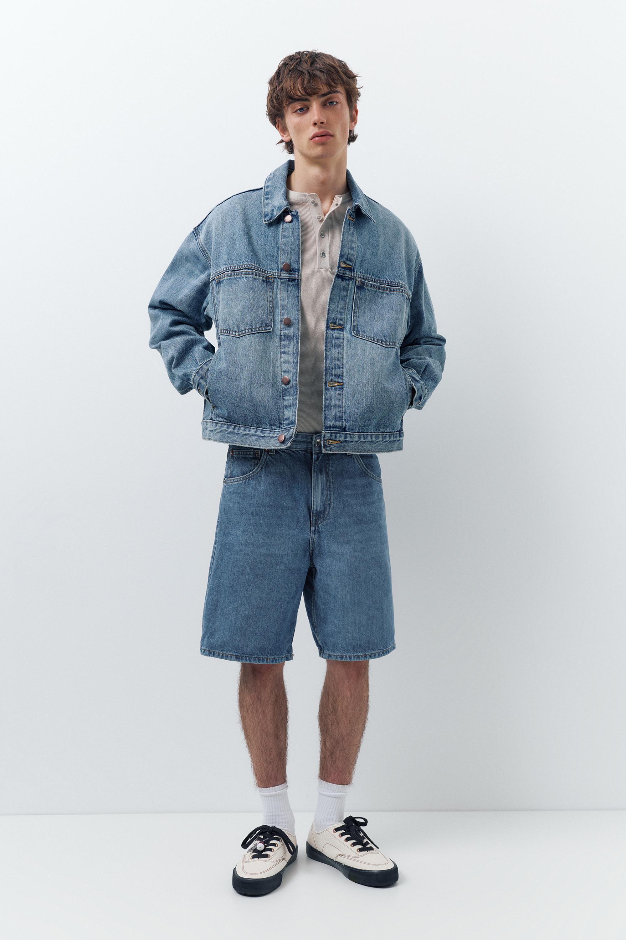 Baggy denim Bermuda shorts — Medium blue