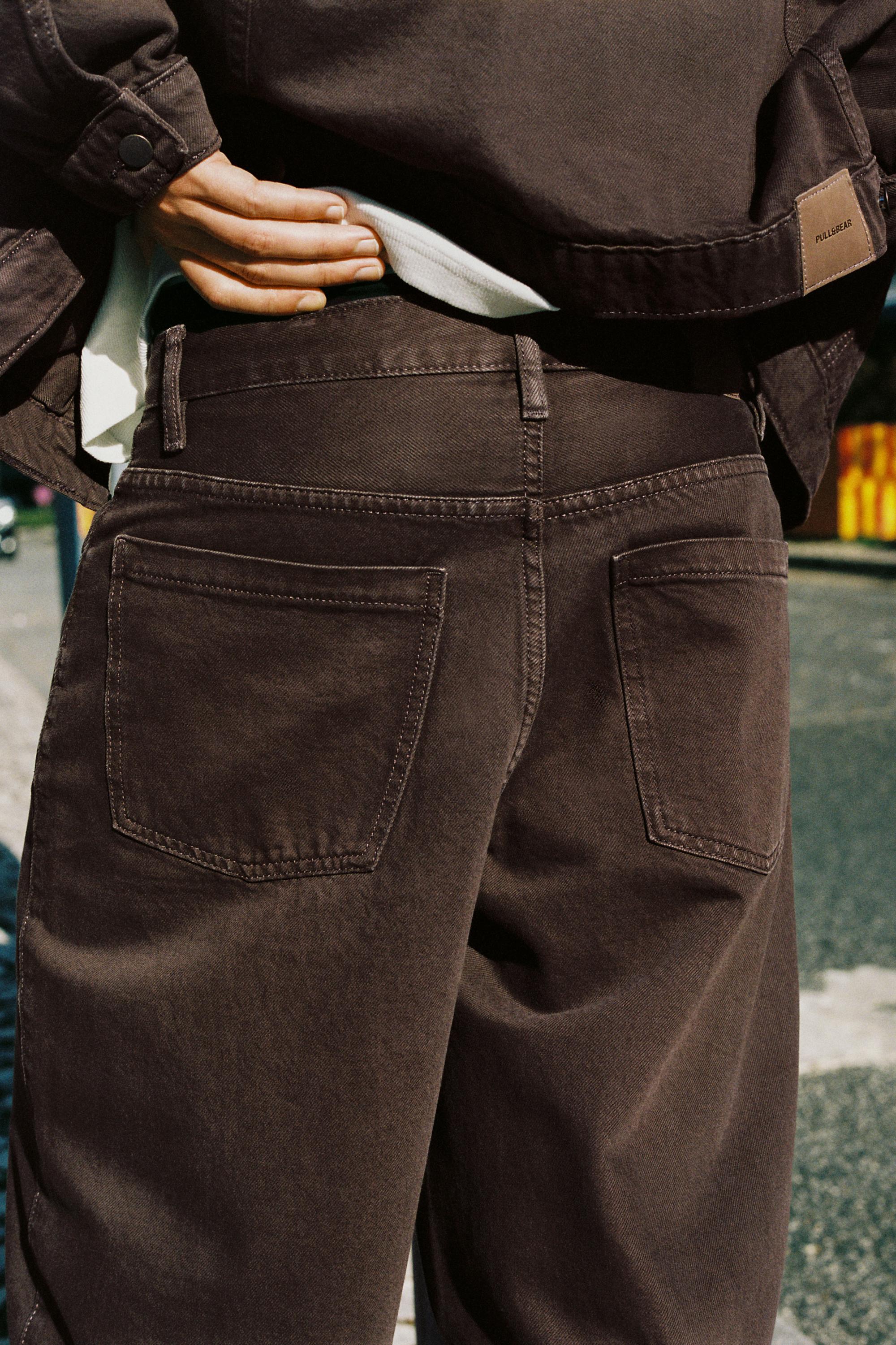 Front seam barrel jeans — Brown