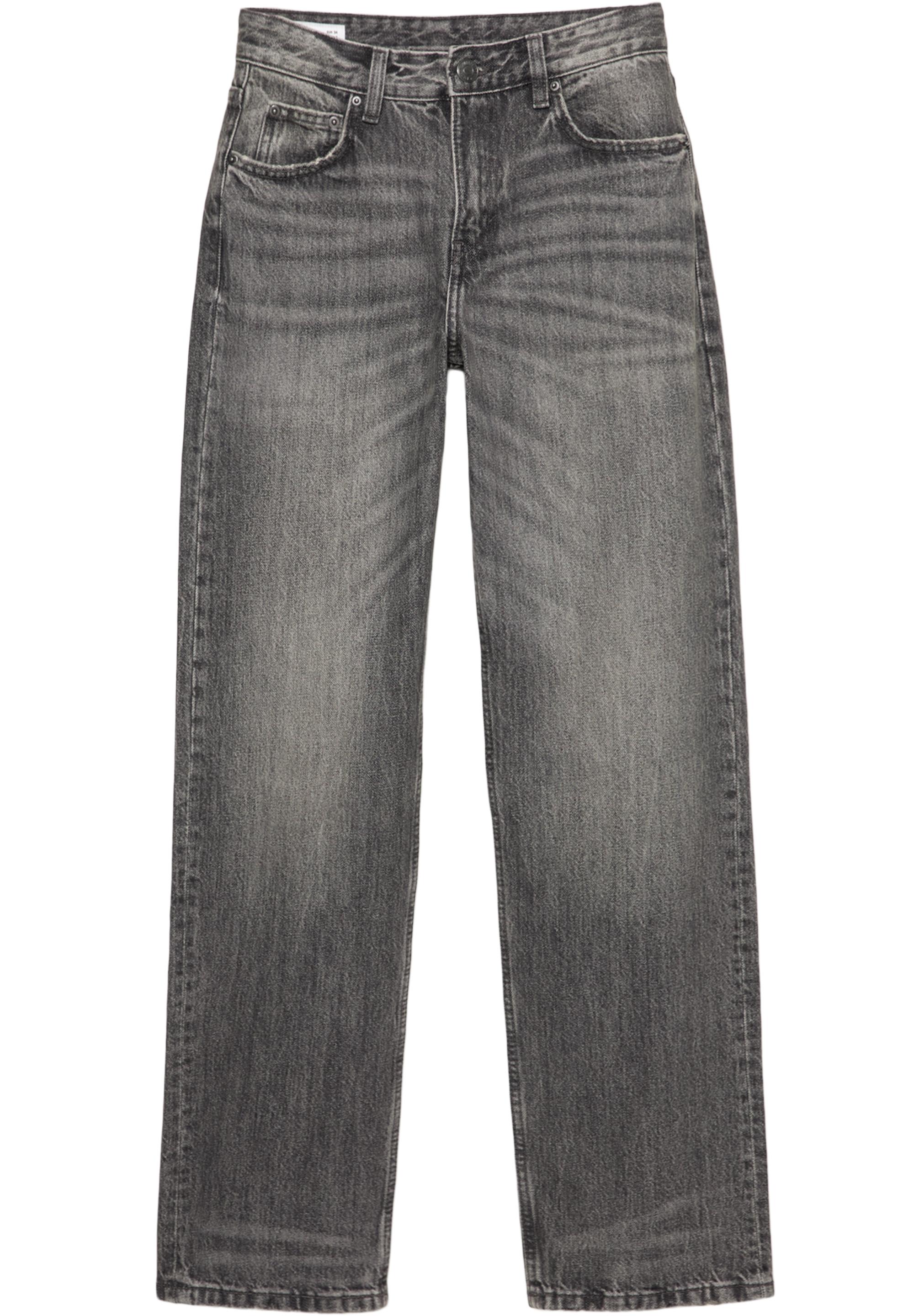 Mid-waist straight-leg jeans — Anthracite grey