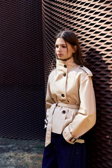 Short belted trench coat — Ecru 6