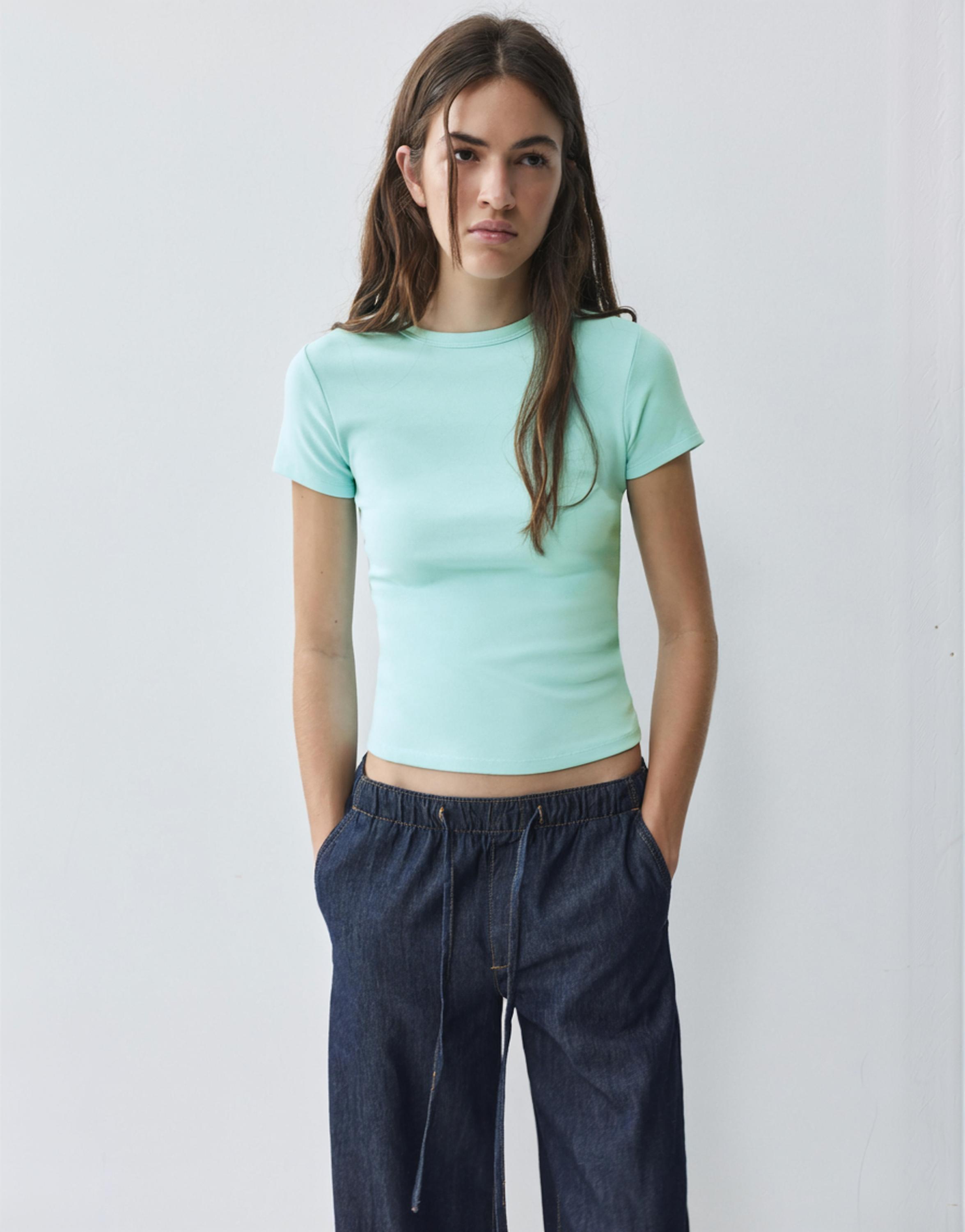 Fitted short sleeve T-shirt — Sky blue