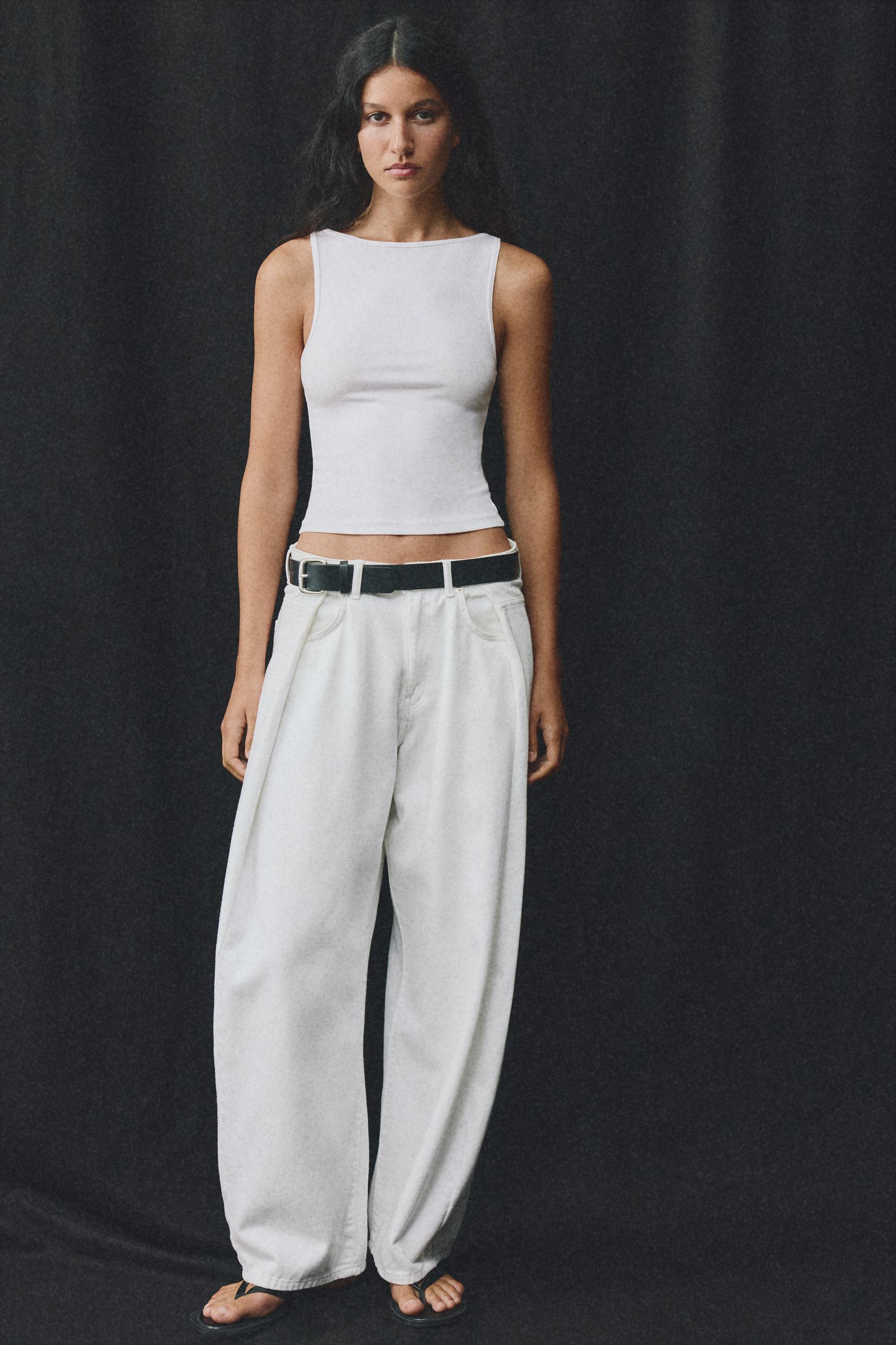 Boat neck tank top — White