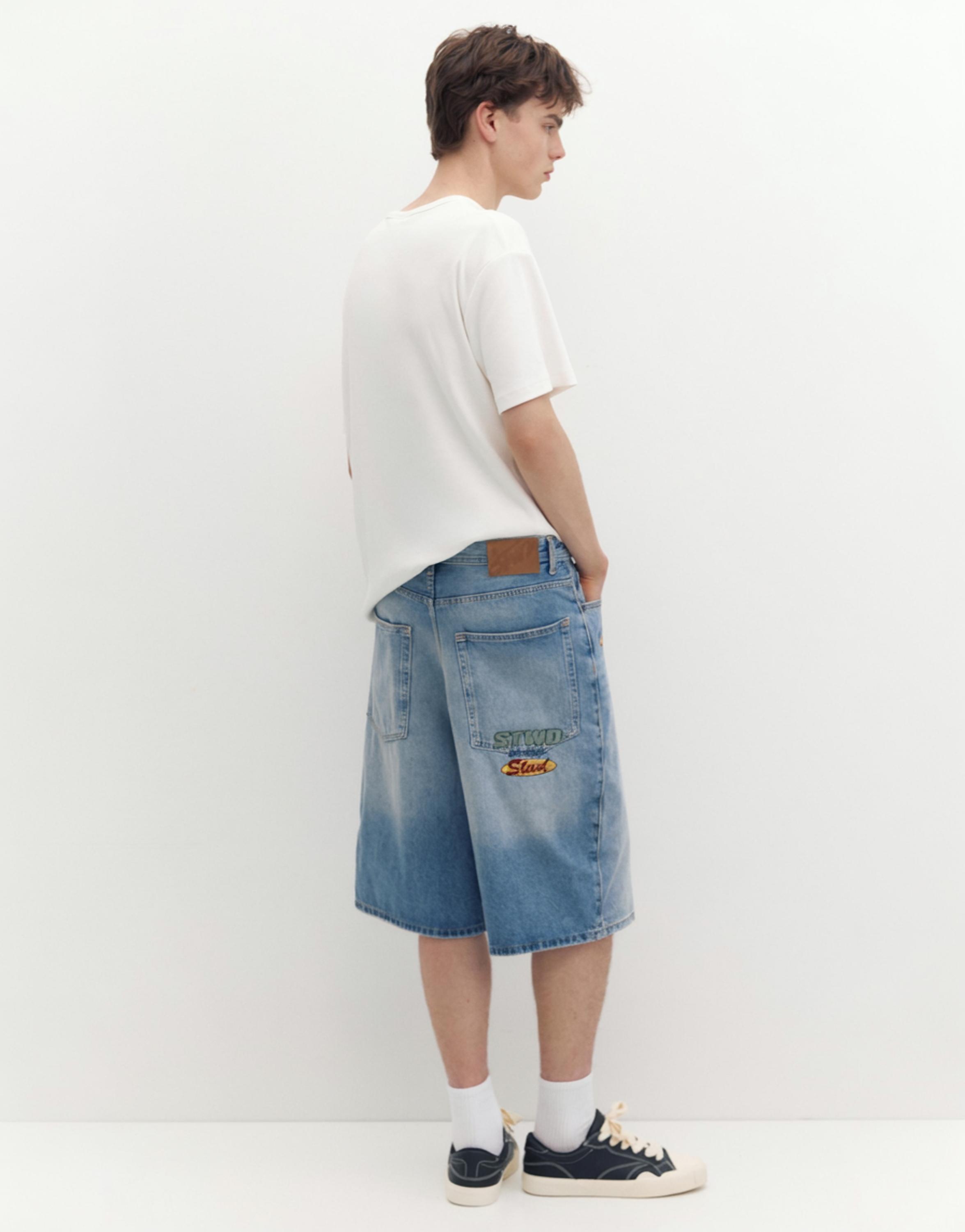 Skater denim Bermuda shorts — Medium blue