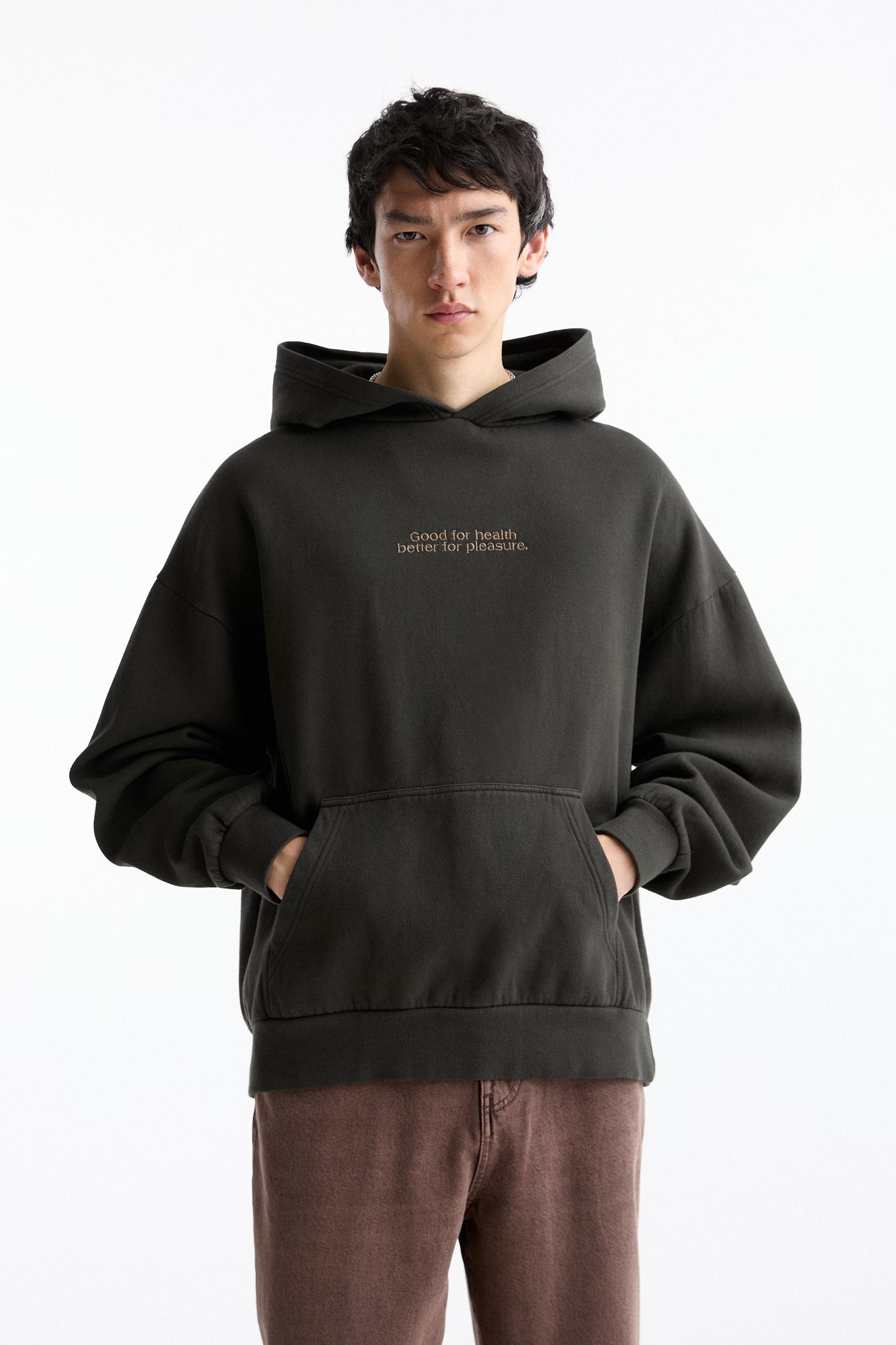 Boxy hoodie with embroidery PULL BEAR