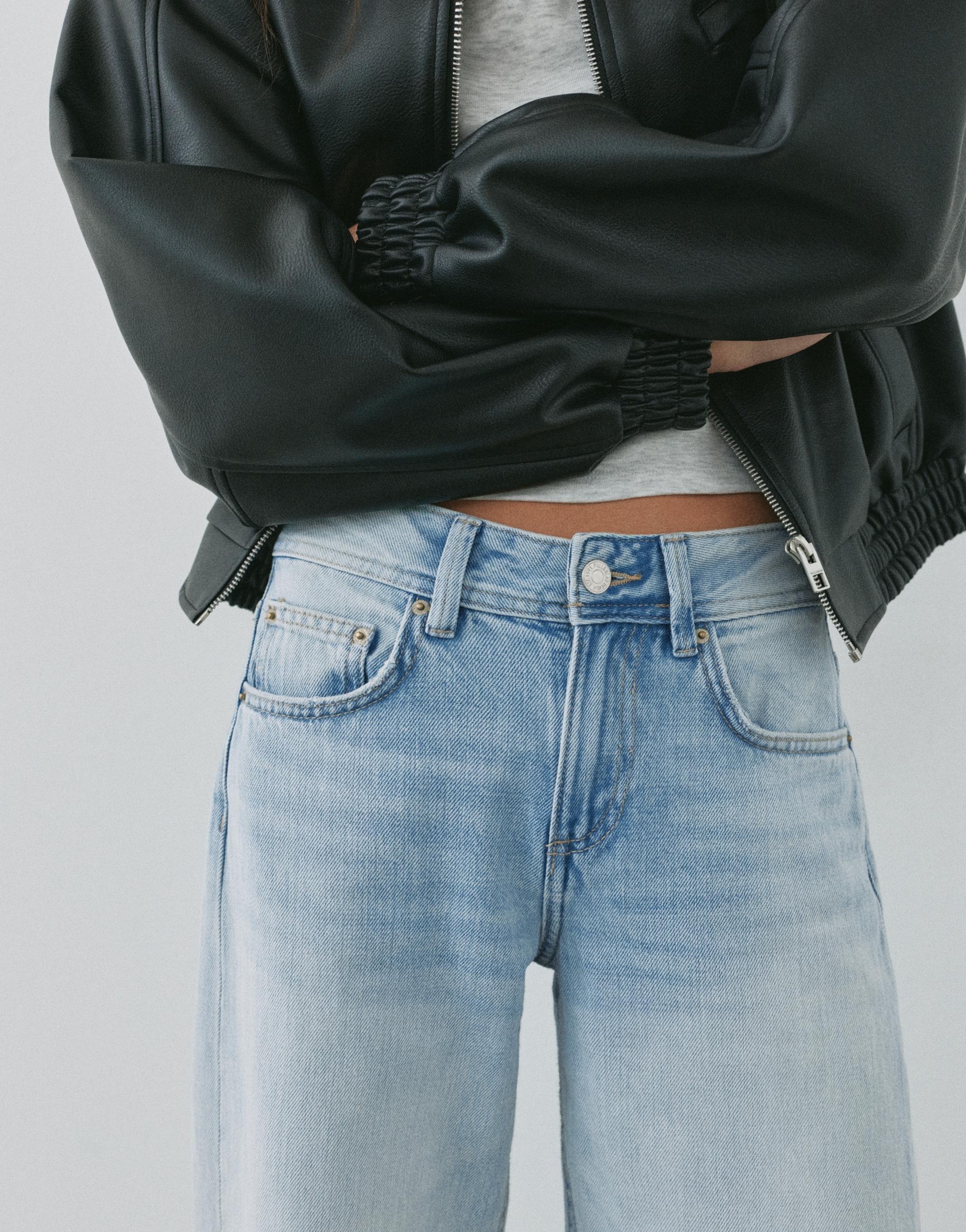 Low-rise straight-leg jeans — Sky blue