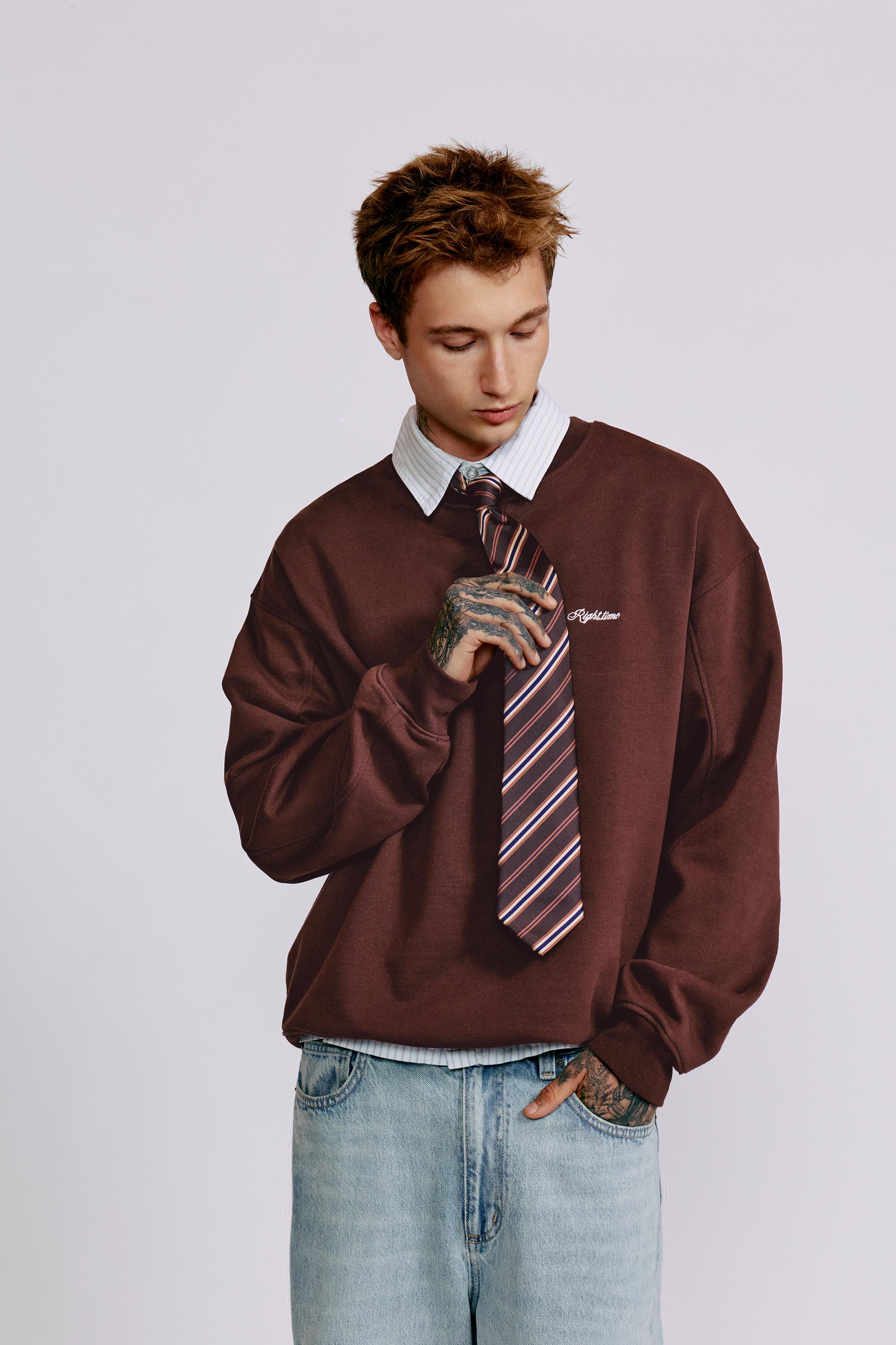 Striped tie — Brown