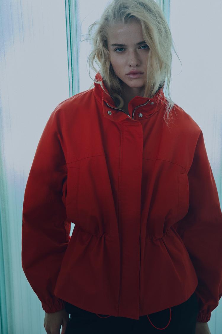 Gathered waist jacket — Red