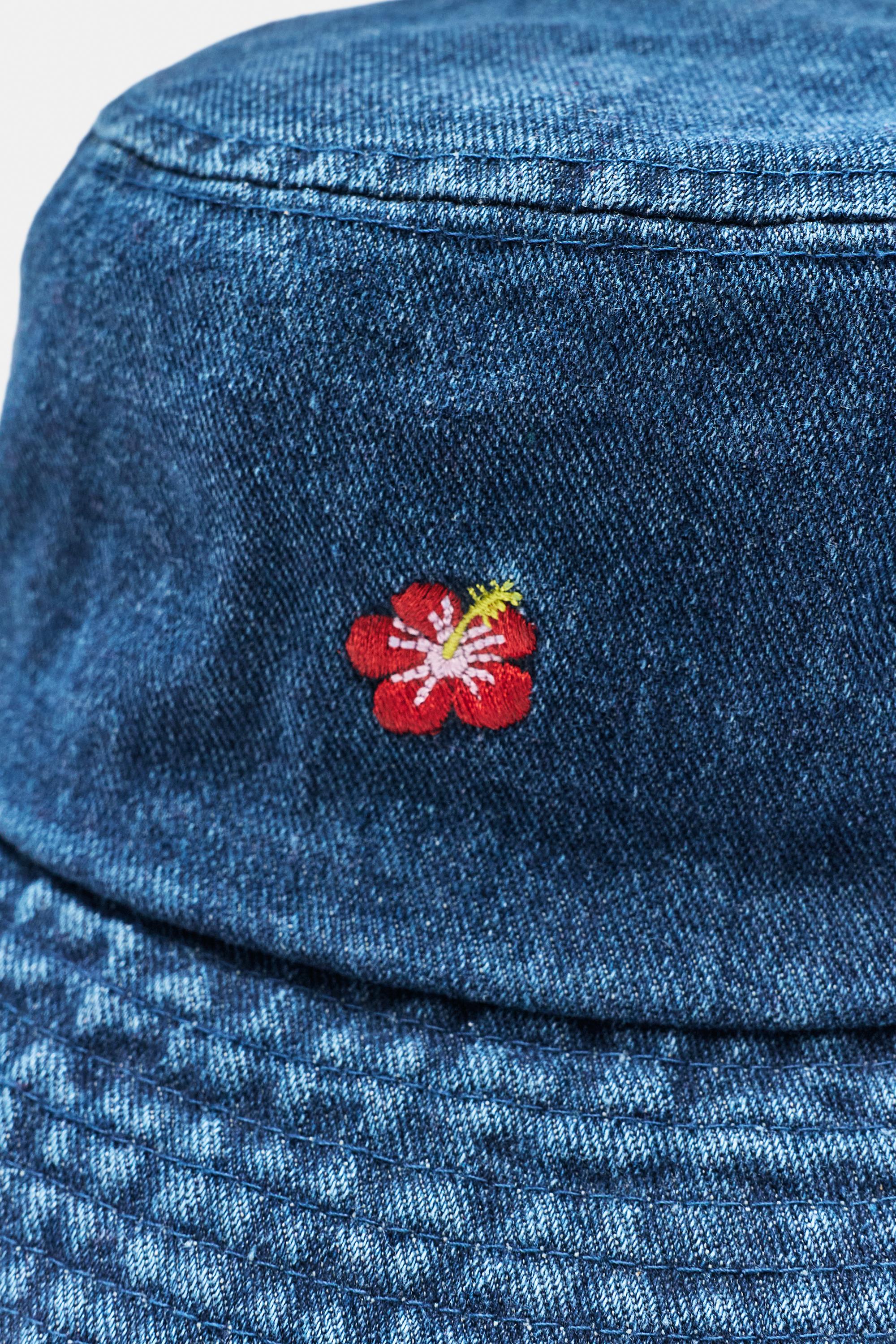 İşlemeli denim bucket şapka - Görsel 3