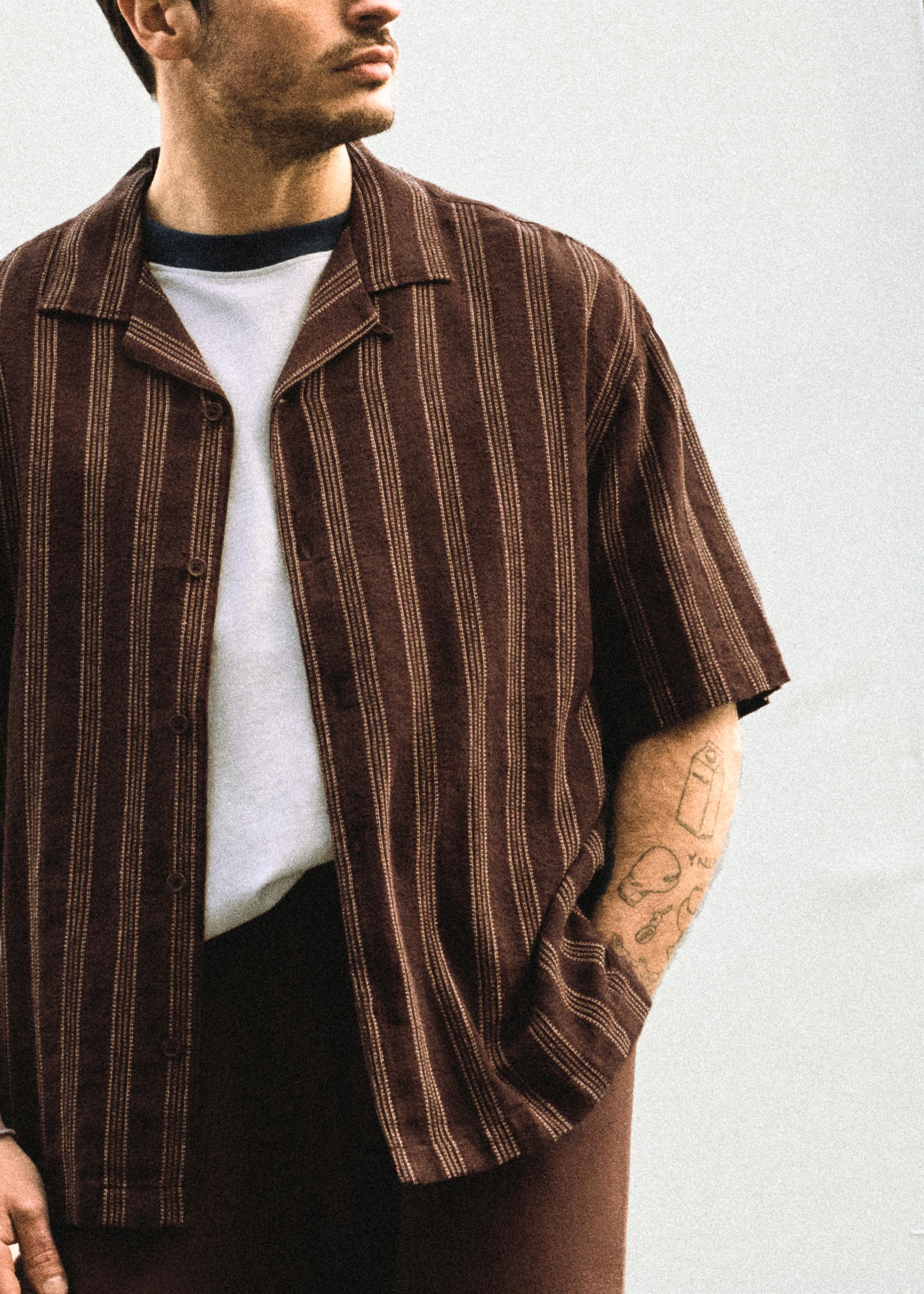 Kısa kollu çizgili gömlek - Görsel 9