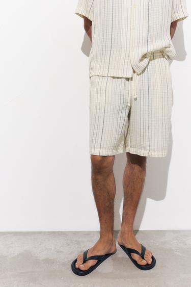 Striped jogger Bermuda shorts — White/Navy 4
