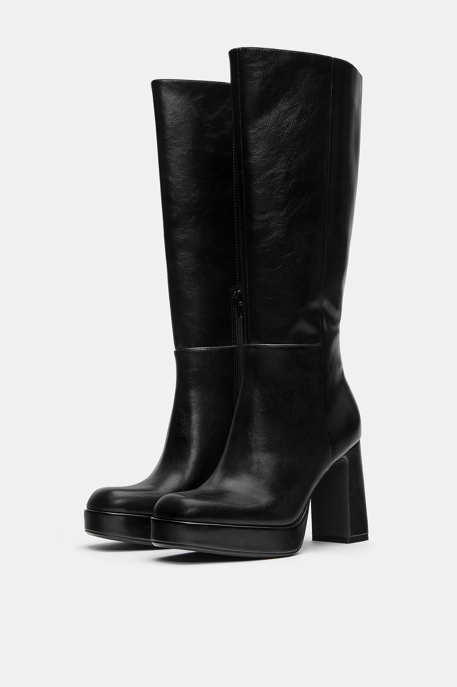 High-heel platform boots — Black