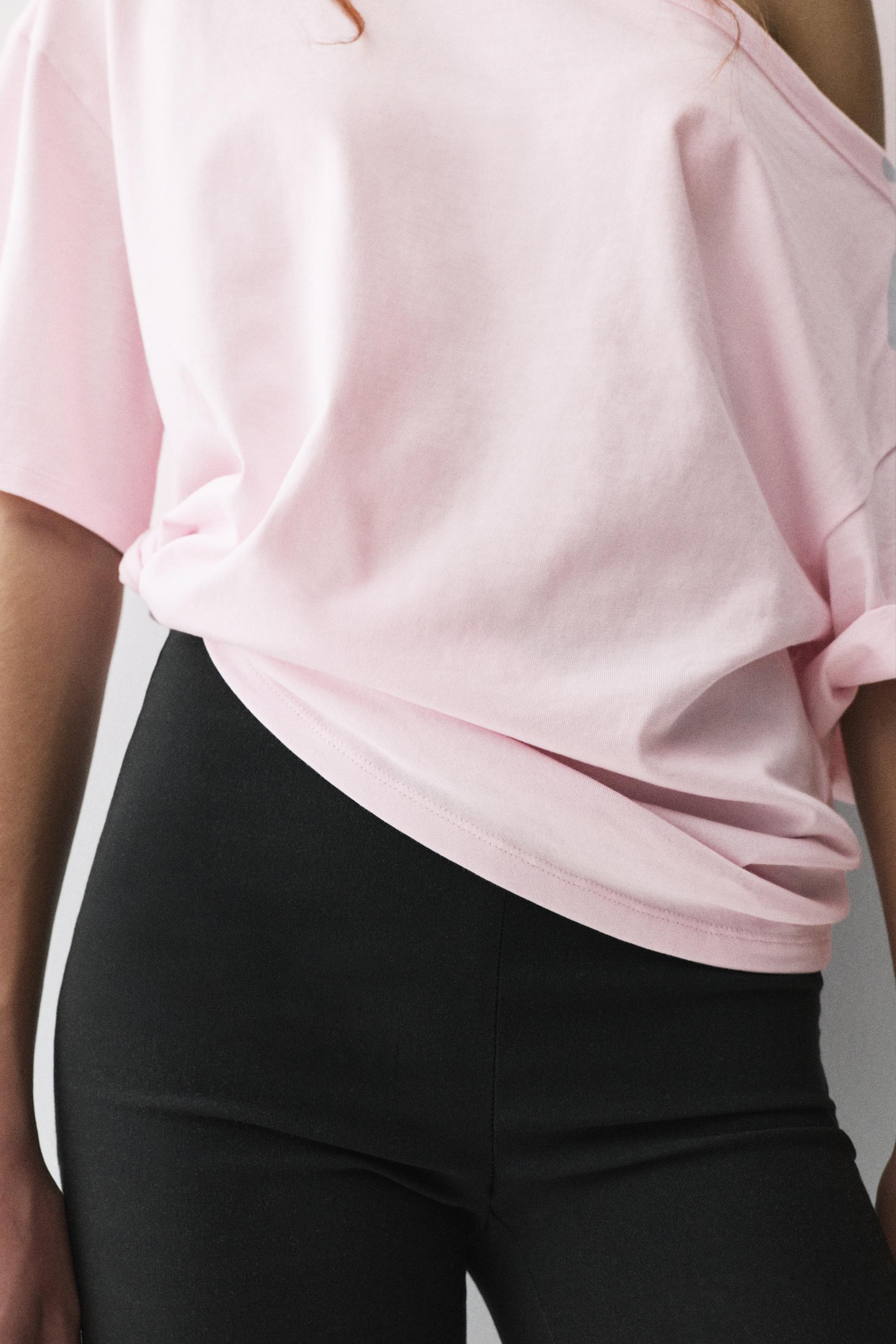 Asymmetric short sleeve T-shirt — Pink