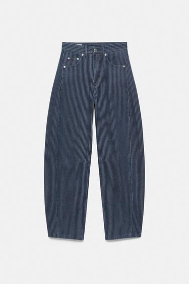 Striped balloon jeans with seams — Medium blue 6