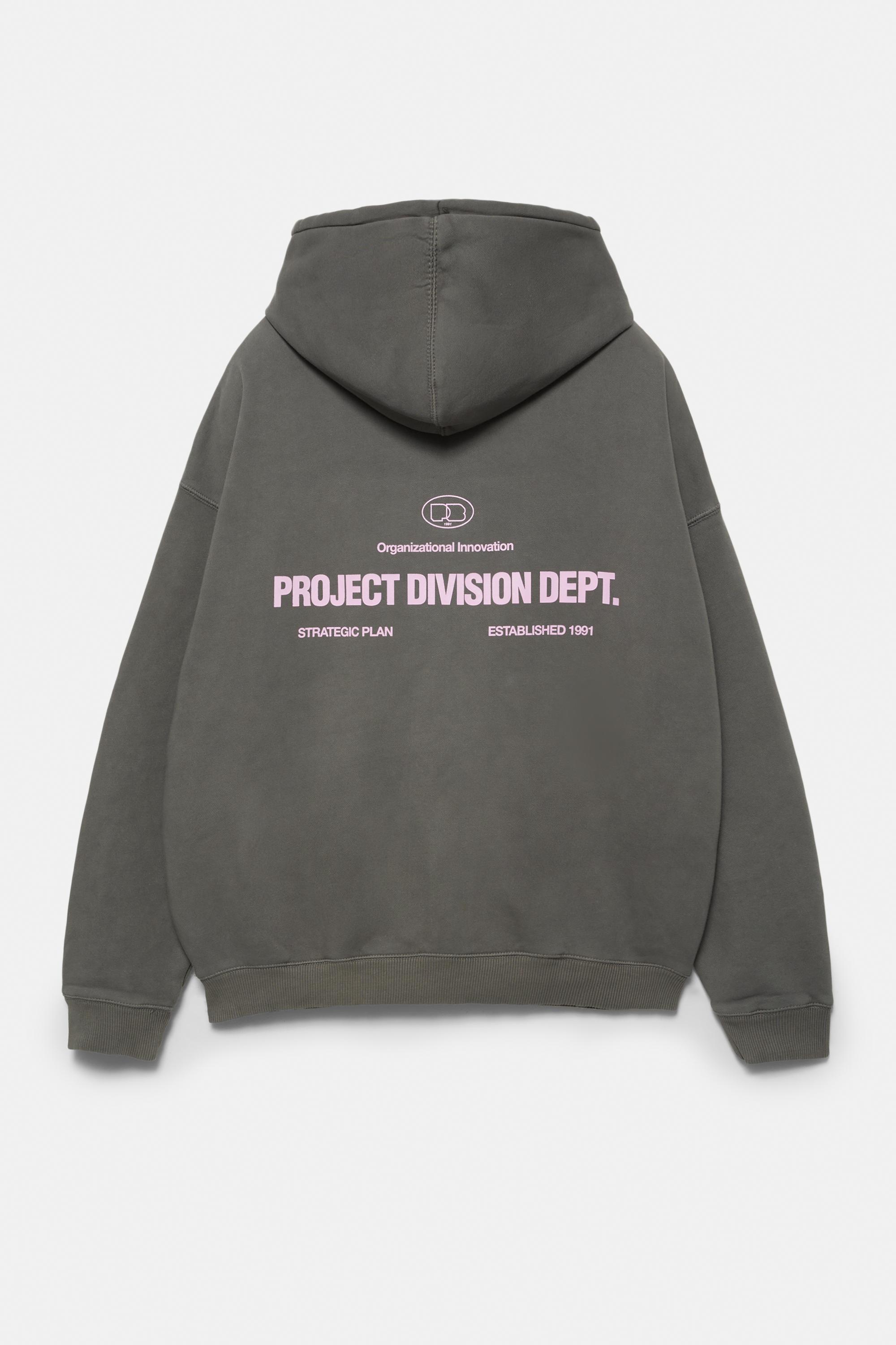 Fermuarlı kapüşonlu bol sweatshirt - Görsel 5