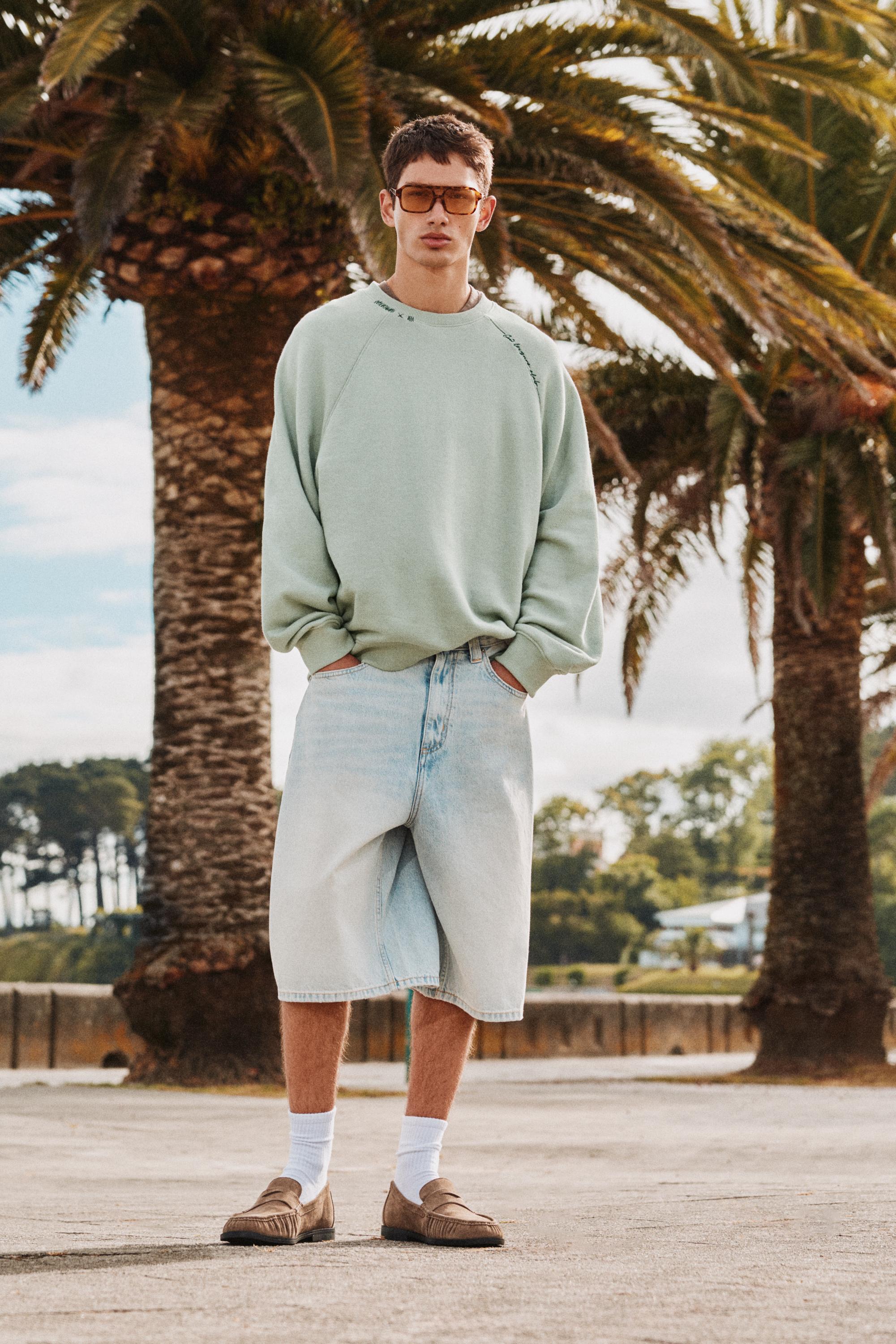 Washed effect raglan sweatshirt — Pale mint green