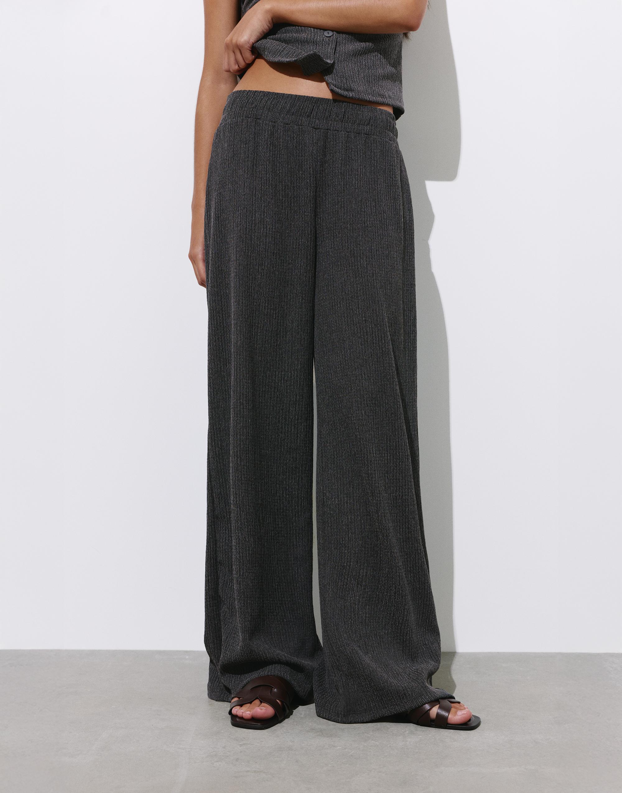 Wide-leg crepe trousers — Anthracite grey