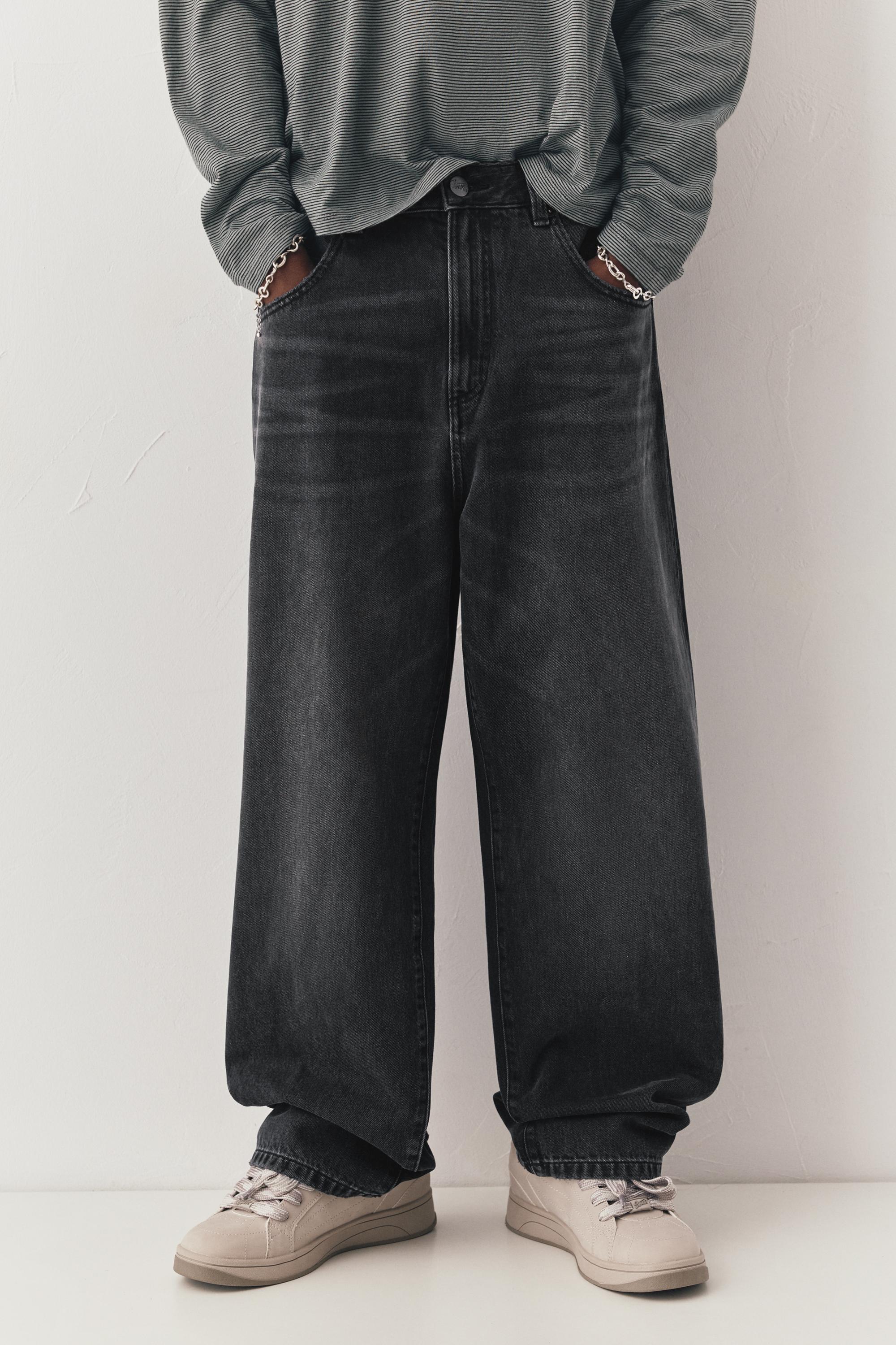 Relaxed fit baggy jeans — Faded black