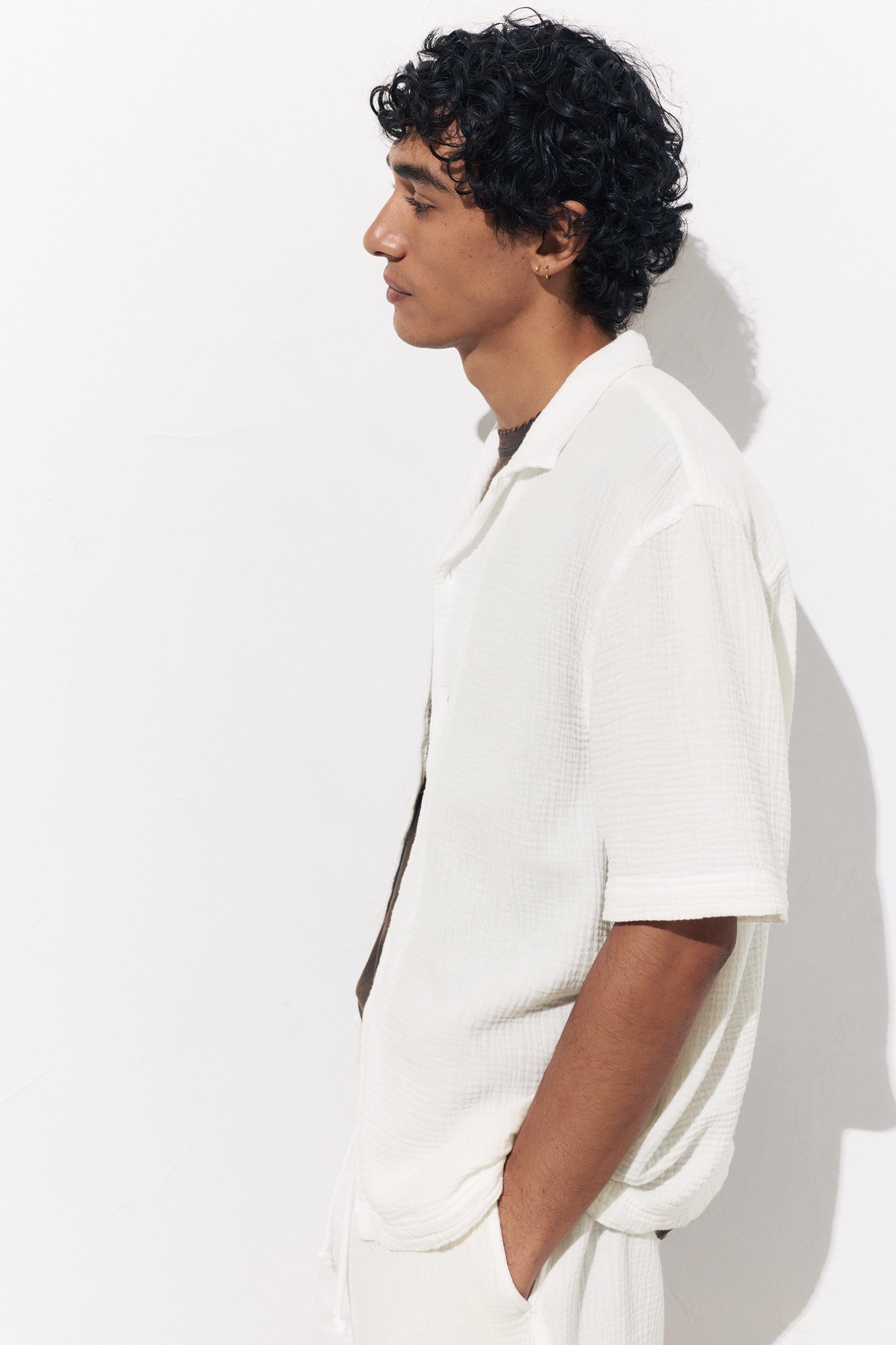 Short sleeve crepe shirt — White