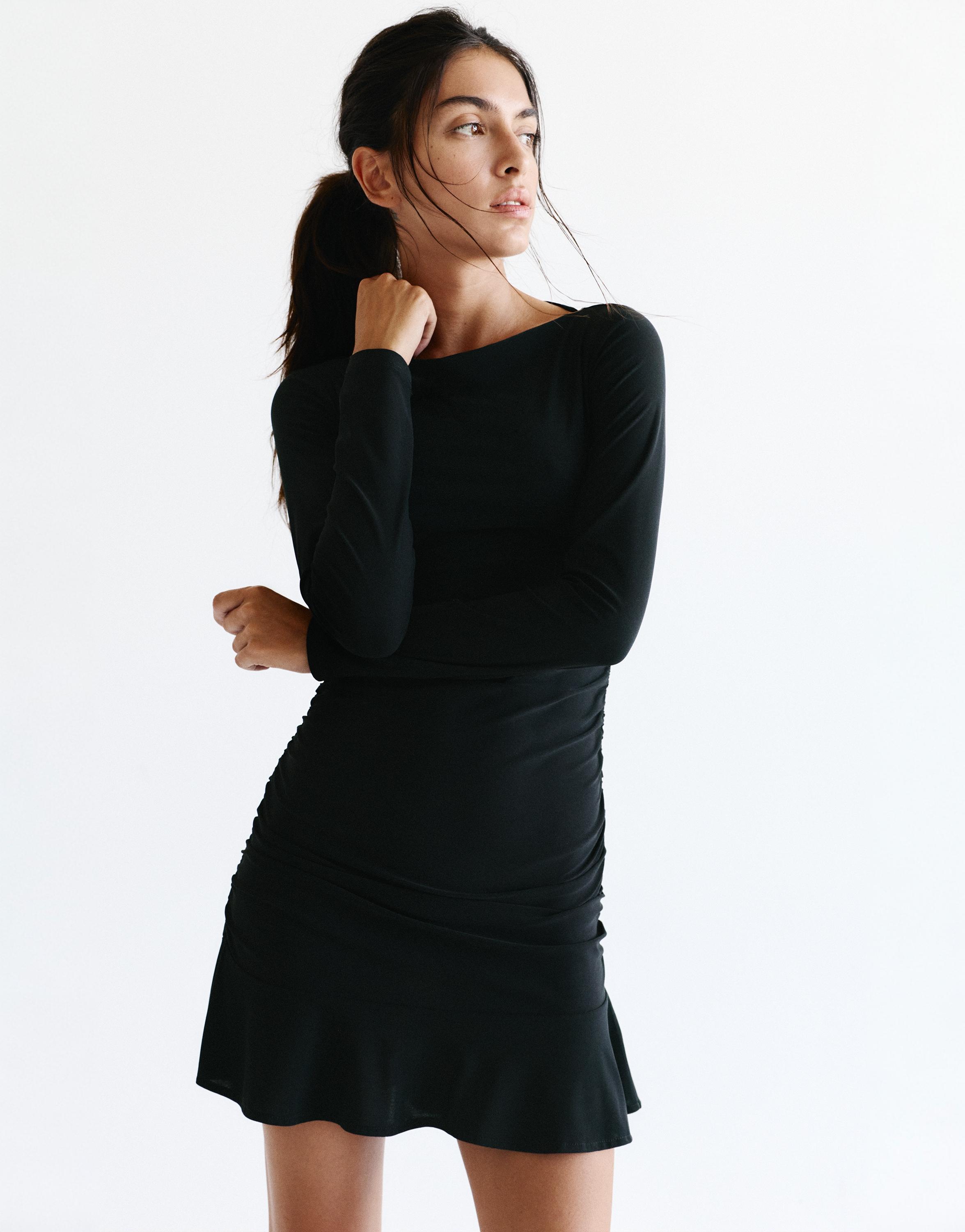 Gathered short dress — Black