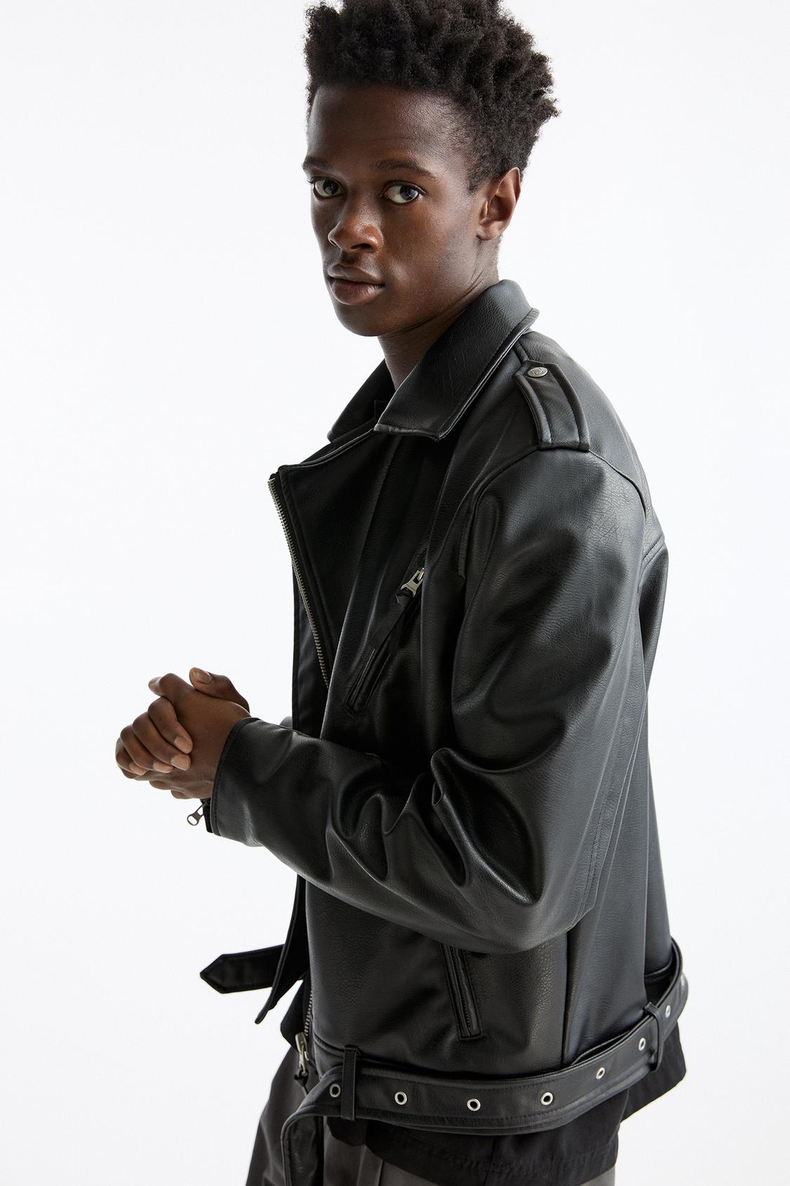 Leather Biker Jacket Giacca Di Pelle Uomo Pull And Bear Leather