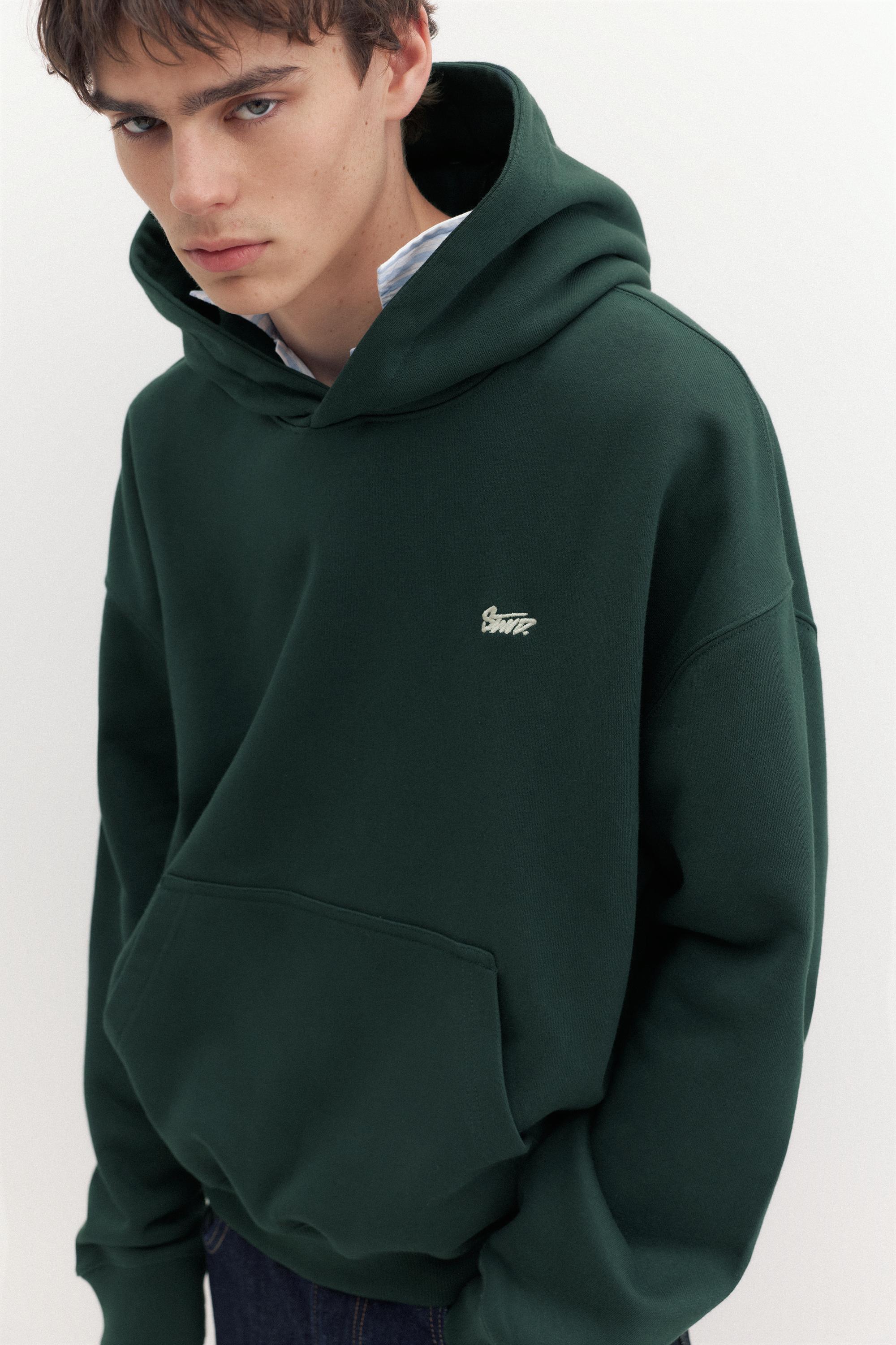 STWD logo boxy hoodie — Green