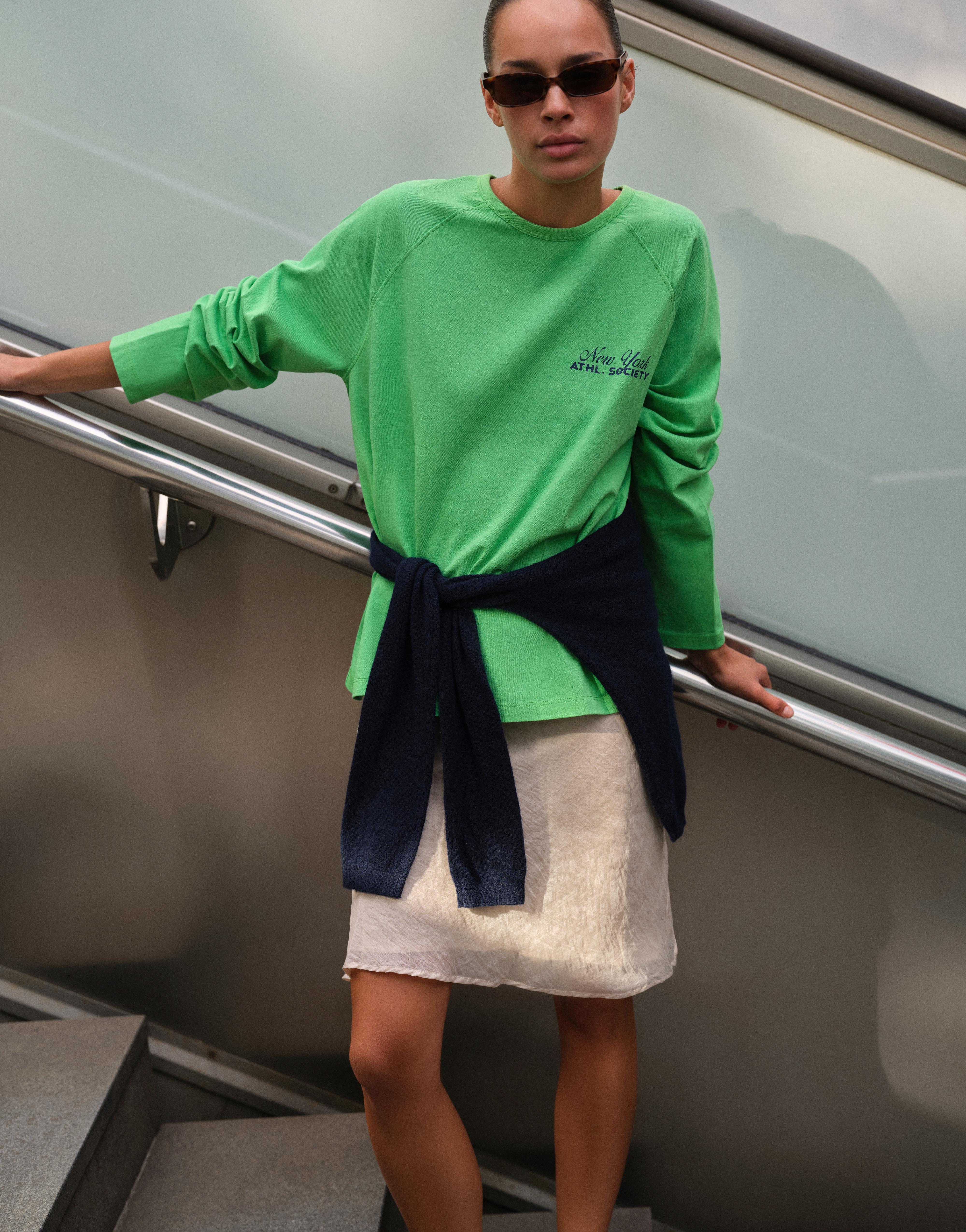 Raglan sleeve graphic T-shirt — Green