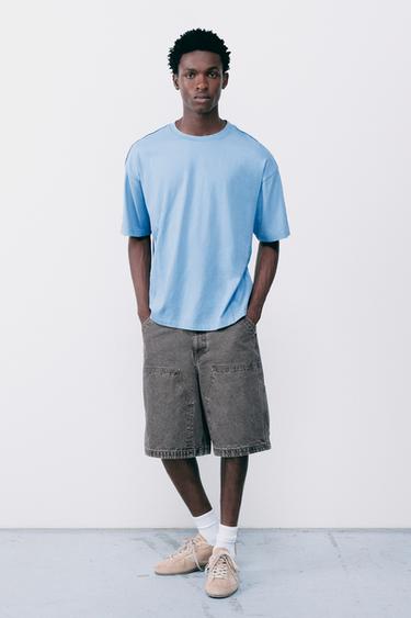 Relaxed fit overlock T-shirt — Medium blue 5