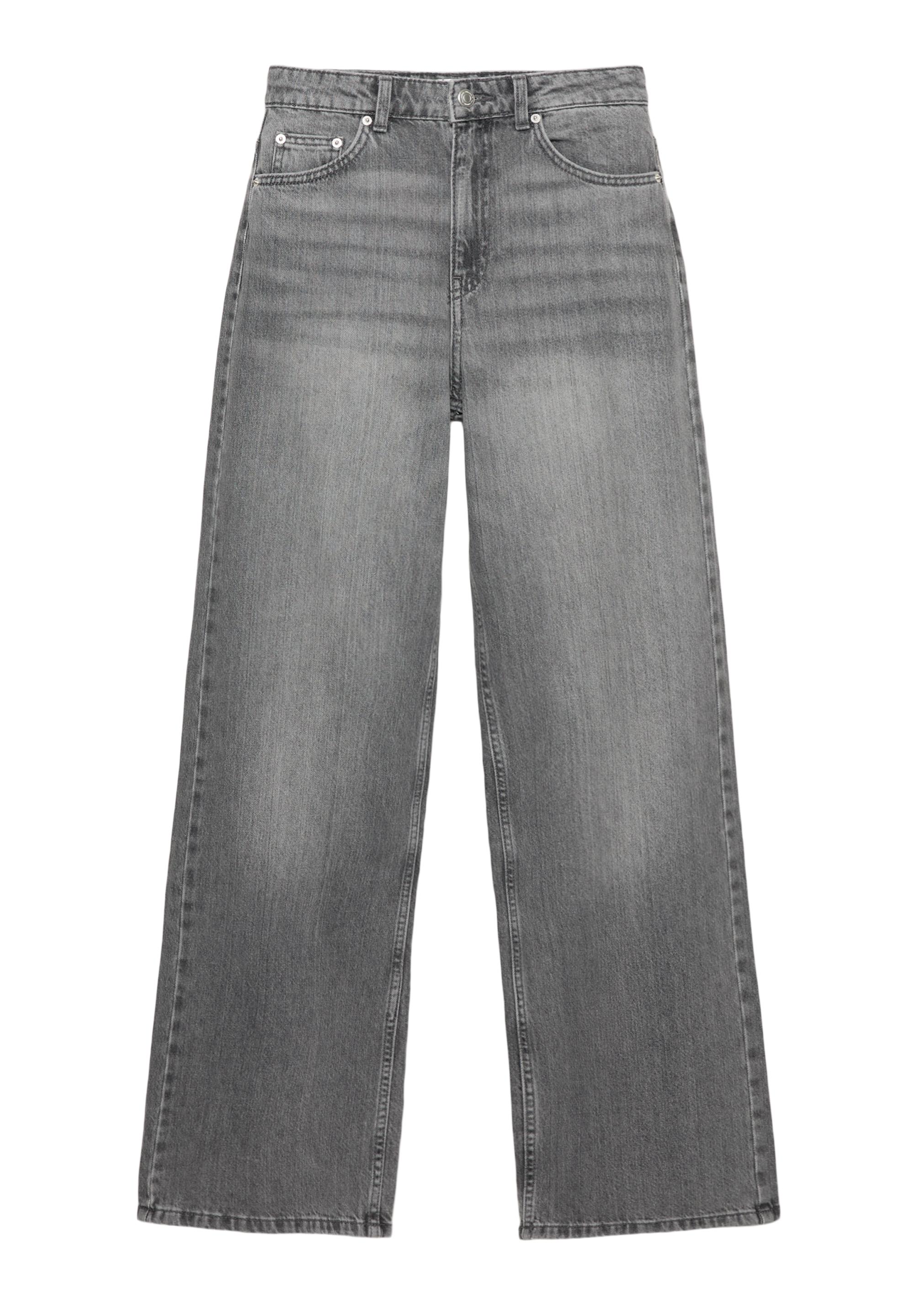 High-waist wide-leg jeans — Medium grey