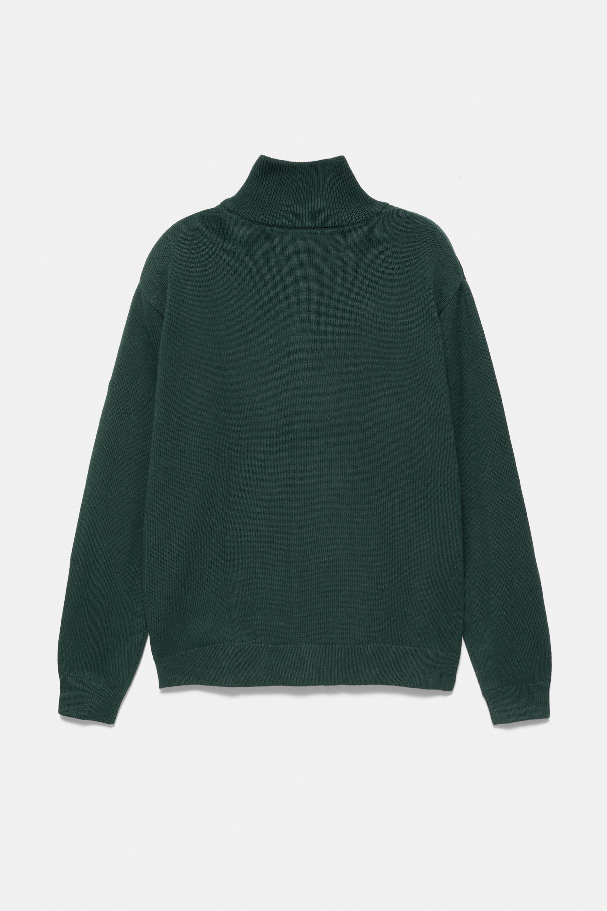Embroidered quarter-zip sweatshirt — Dark green