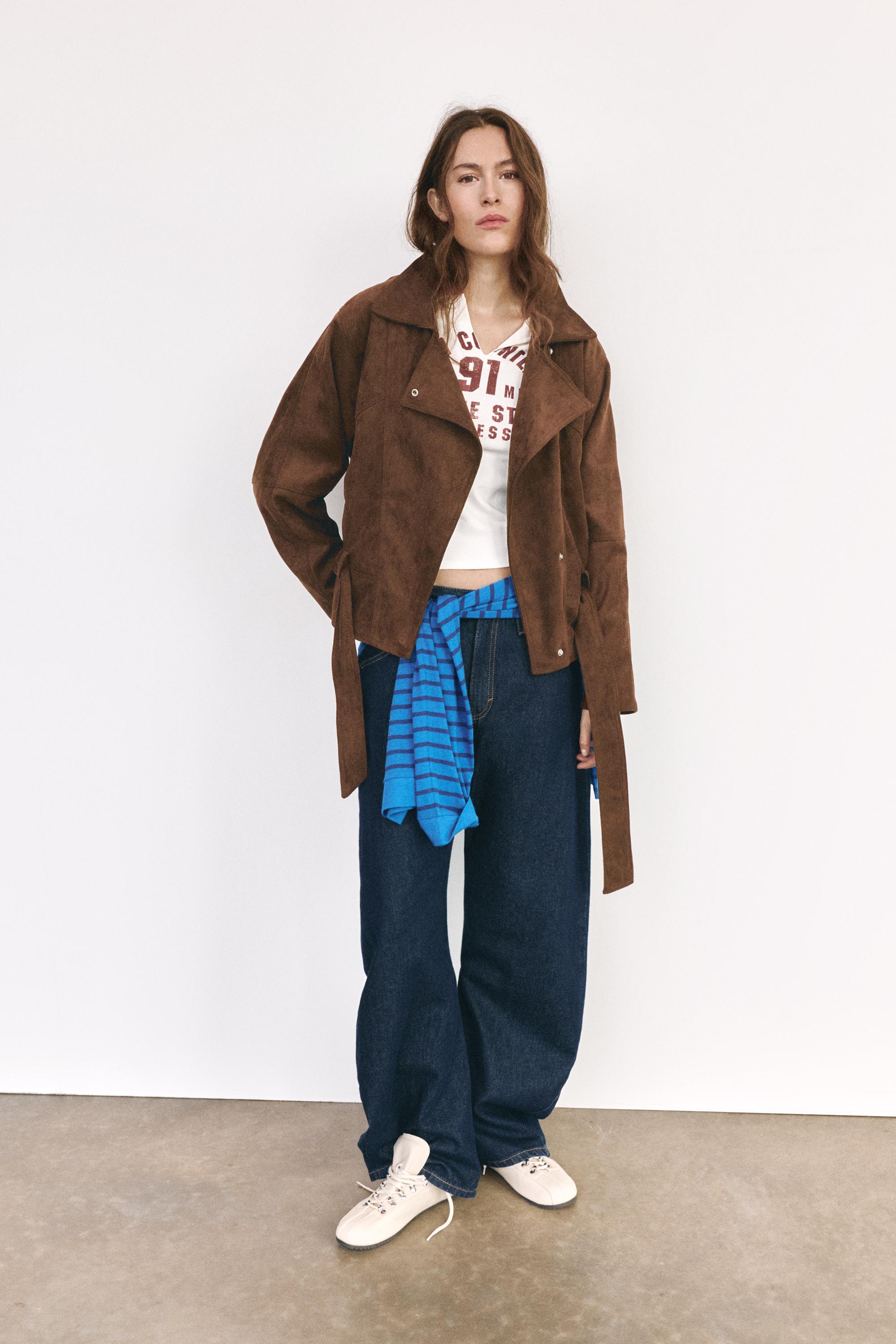 Pull&Bear Kısa suni süet trençkot