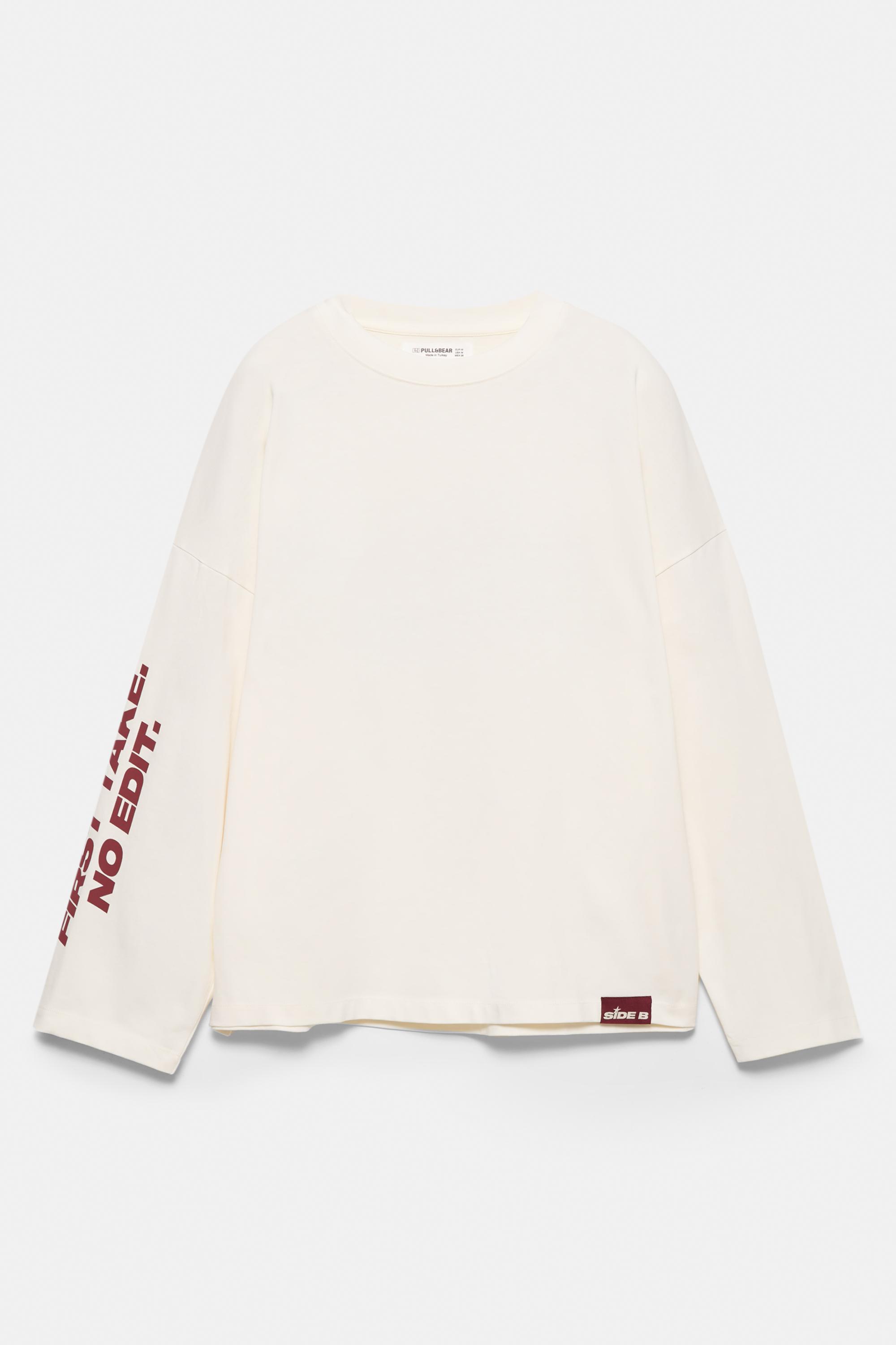 Grafik baskılı beyaz t-shirt - Görsel 4